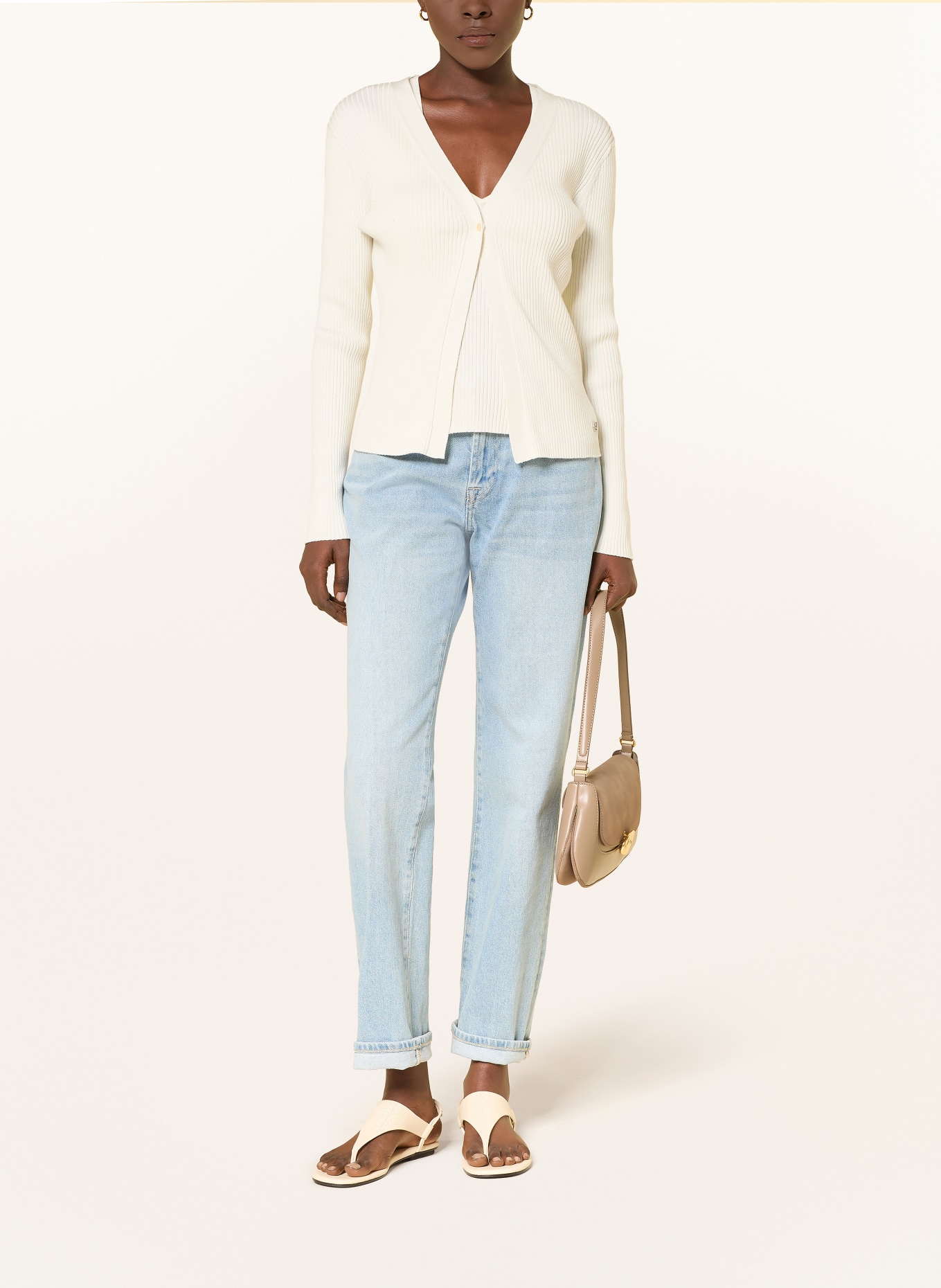 Calvin Klein Ensemble : haut en maille et cardigan: CRÈME