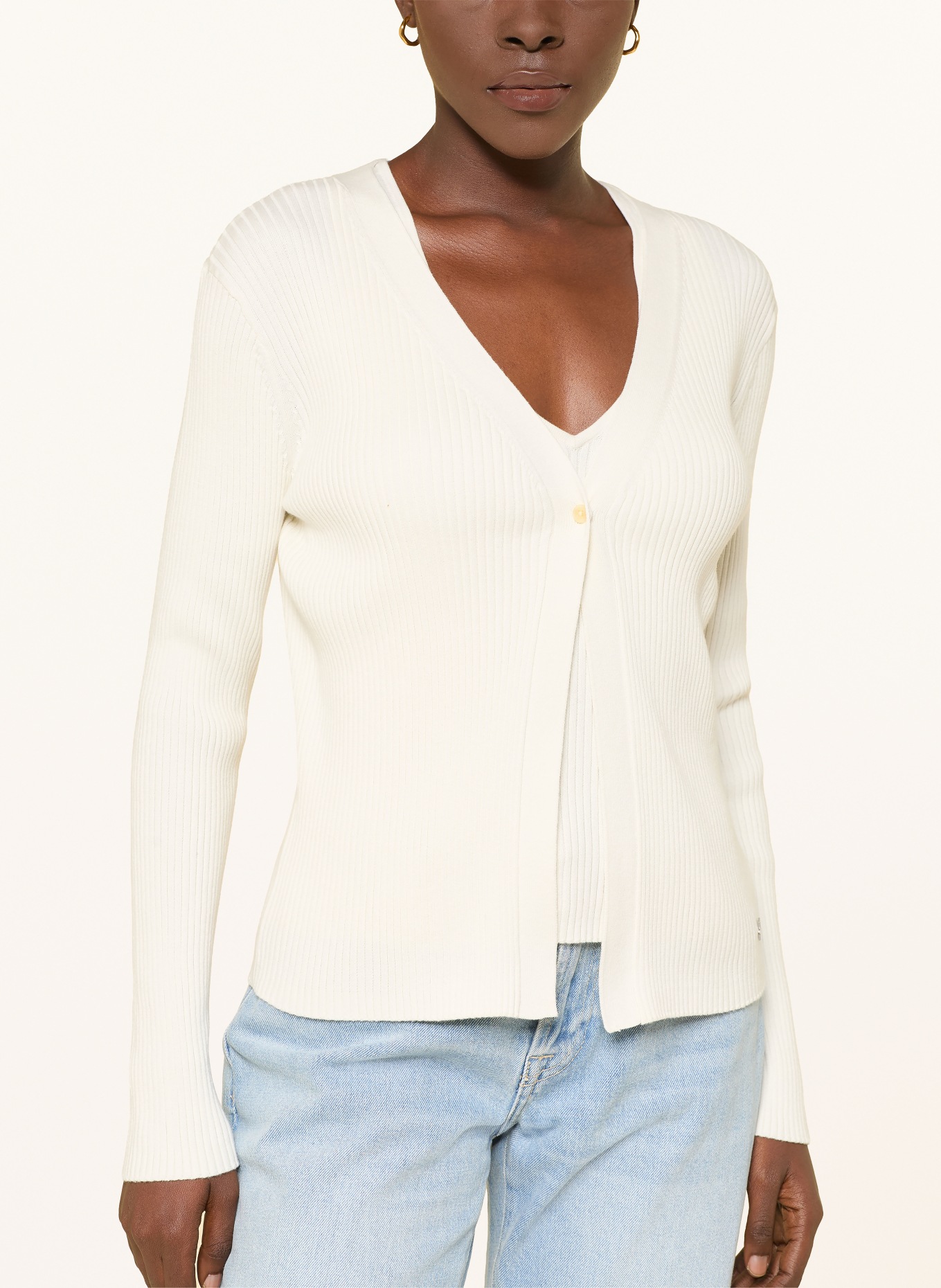 Calvin Klein Ensemble : haut en maille et cardigan: CRÈME