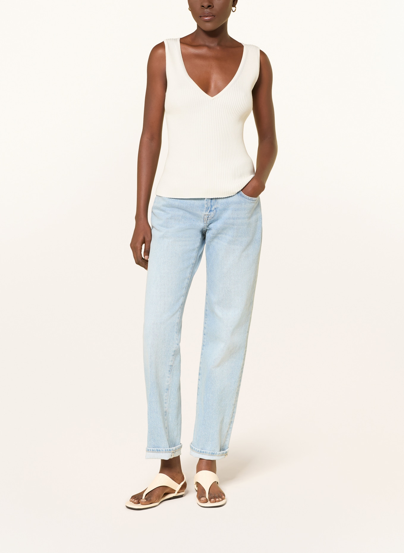 Calvin Klein Ensemble : haut en maille et cardigan: CRÈME