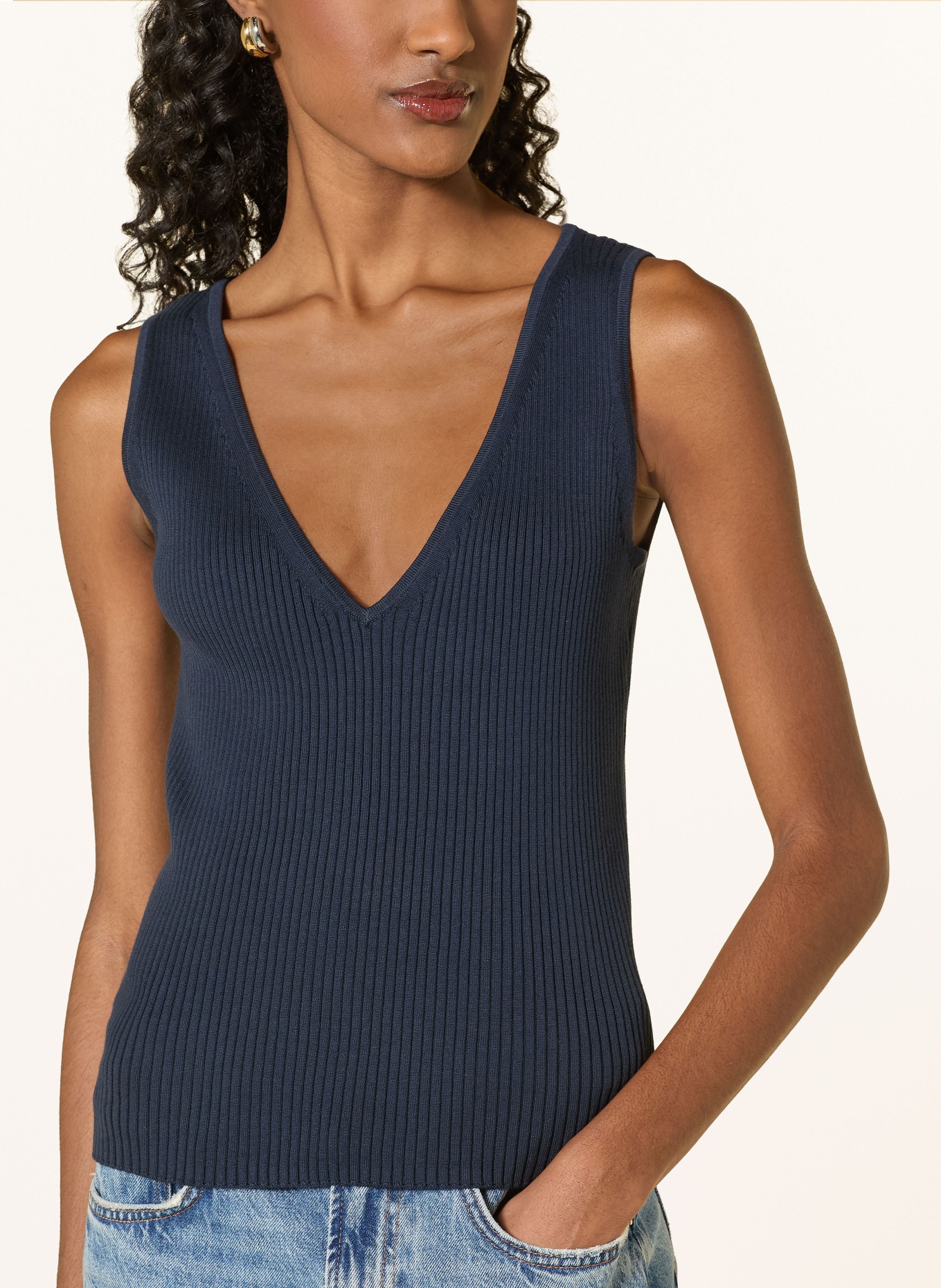 Calvin Klein Sada: pletený top a pletená vesta: TMAVĚ MODRÁ