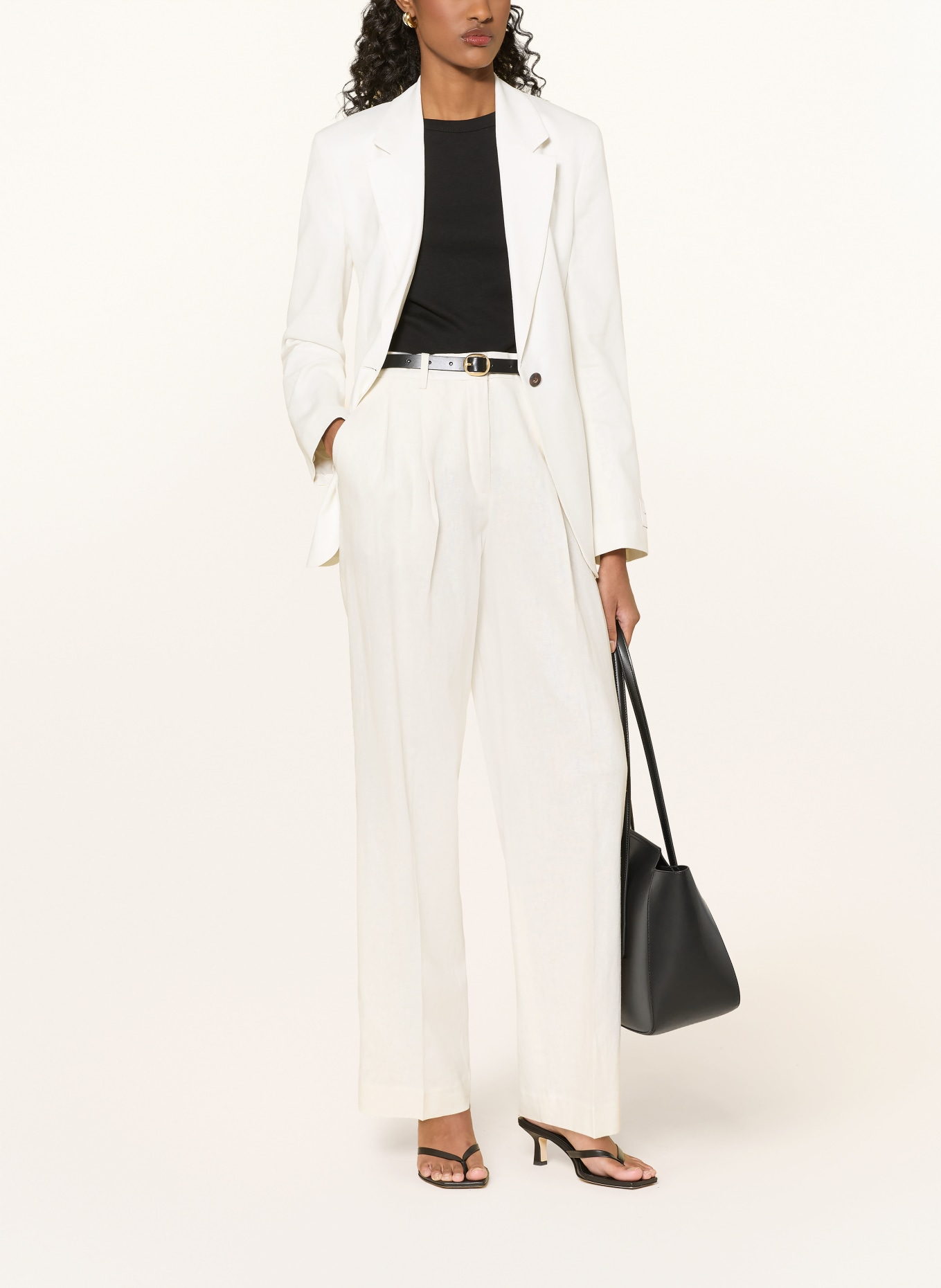 Calvin Klein Pantalon Marlene en lin: BLANC