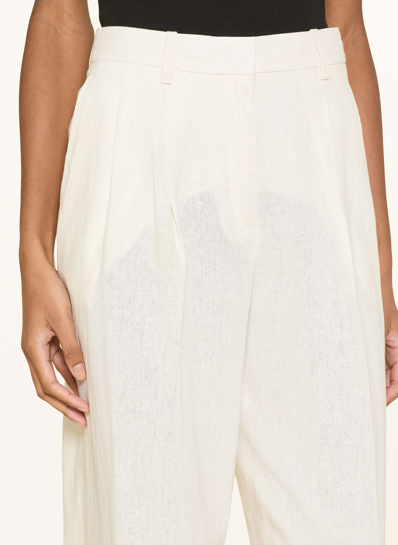 Calvin Klein Pantalon Marlene en lin: BLANC