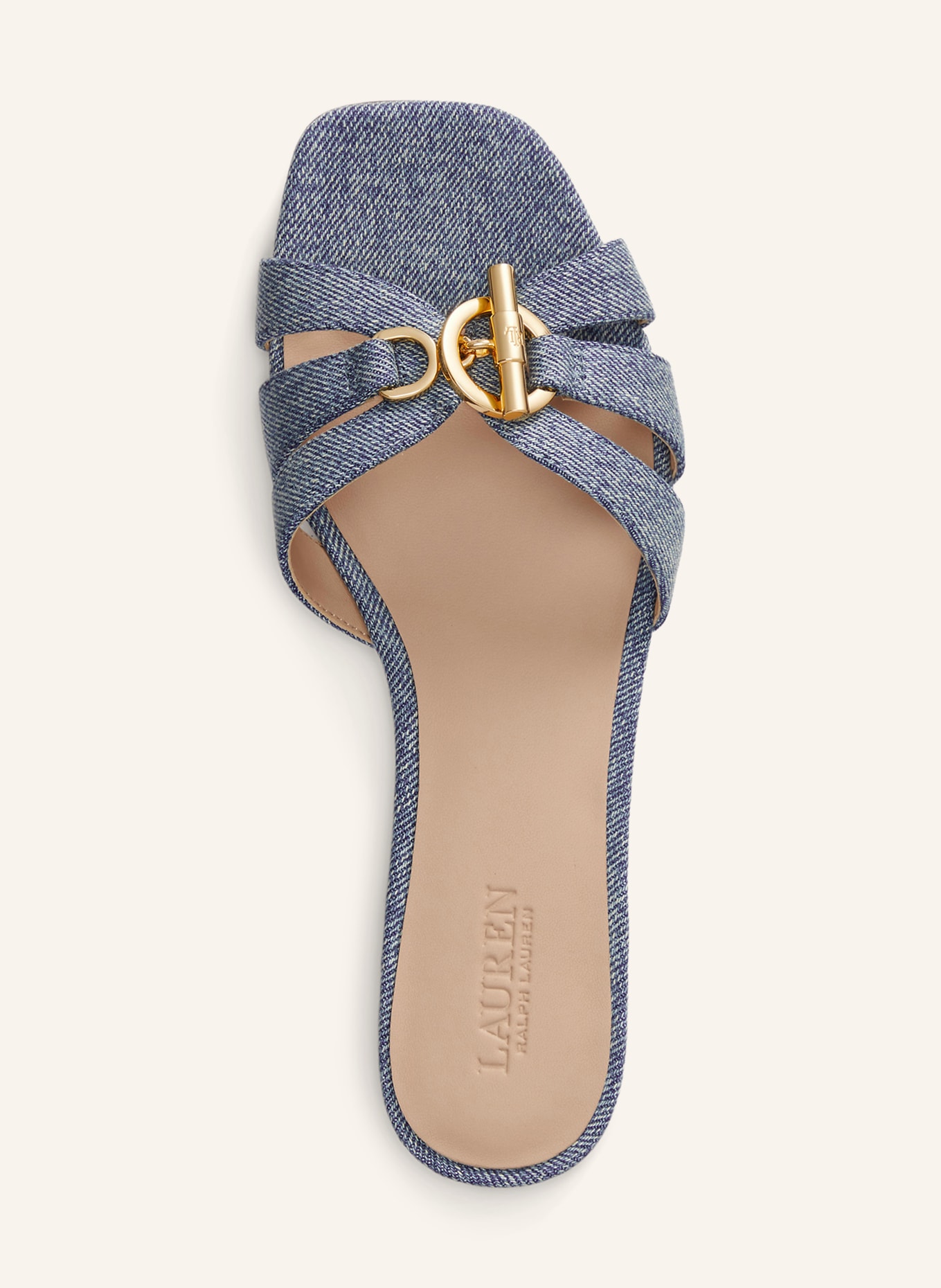 LAUREN RALPH LAUREN Pantoletten: BLAU / GOLD