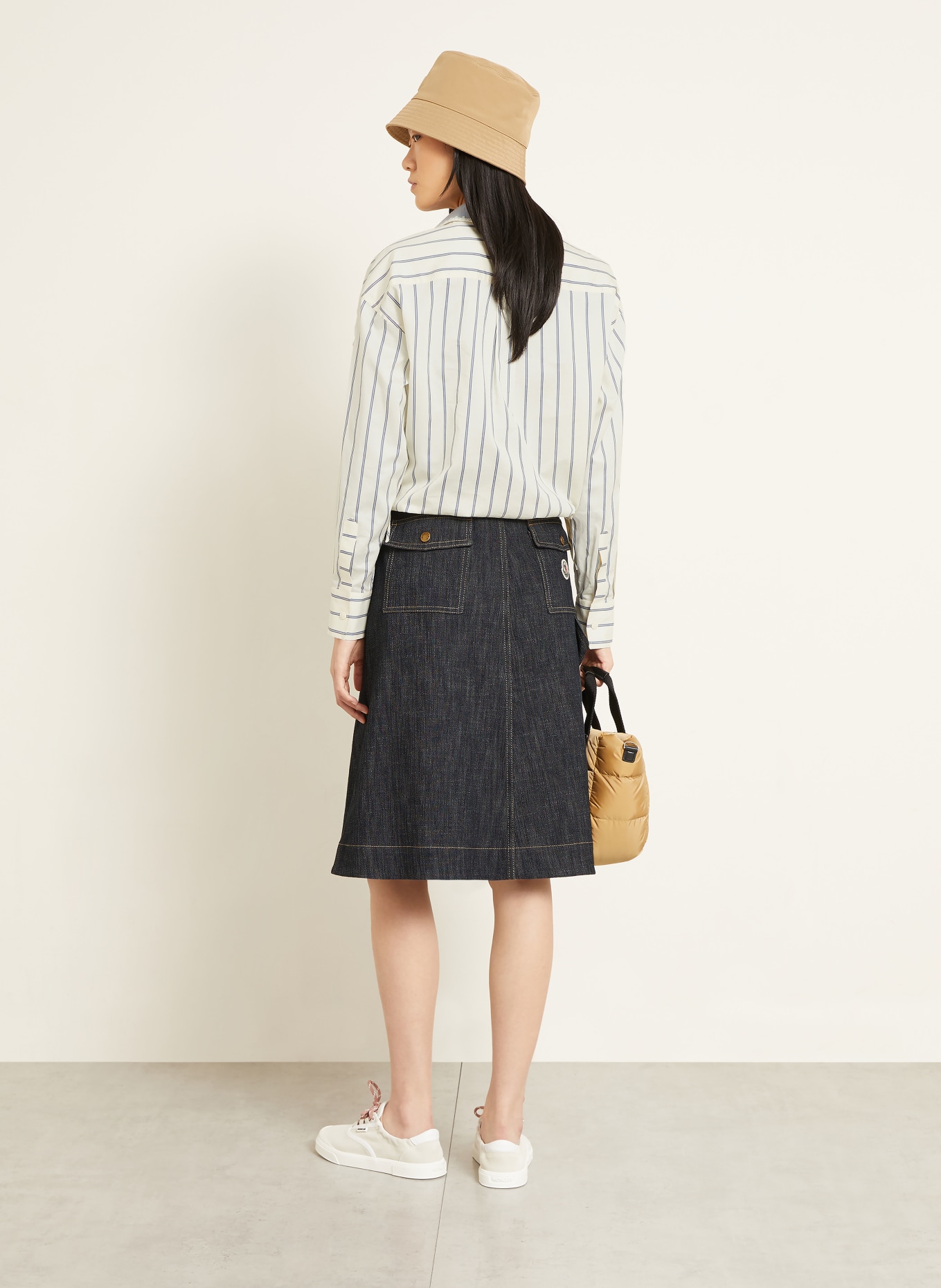 MONCLER Hemdbluse: BEIGE / BLAU