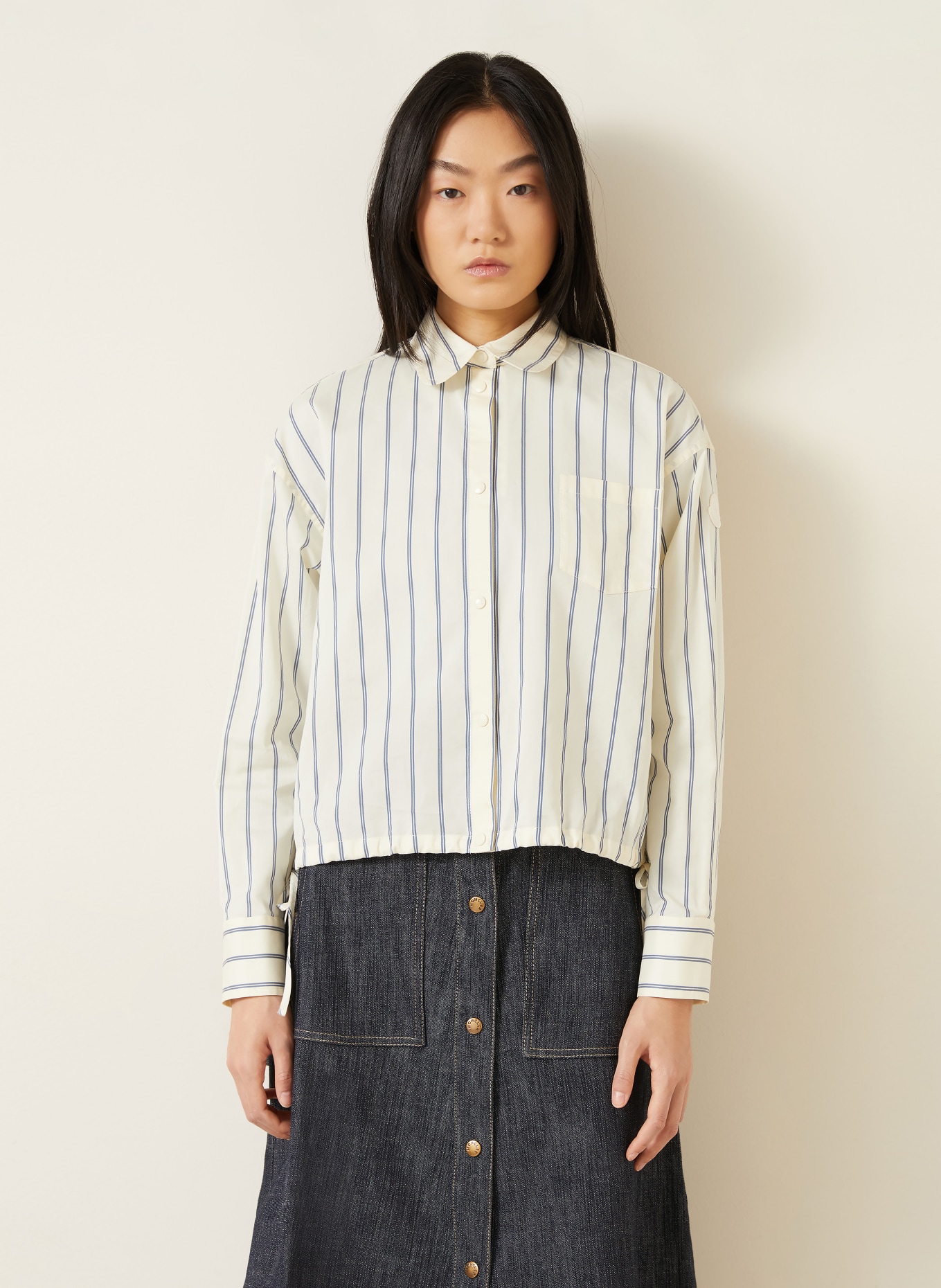 MONCLER Hemdbluse: BEIGE / BLAU