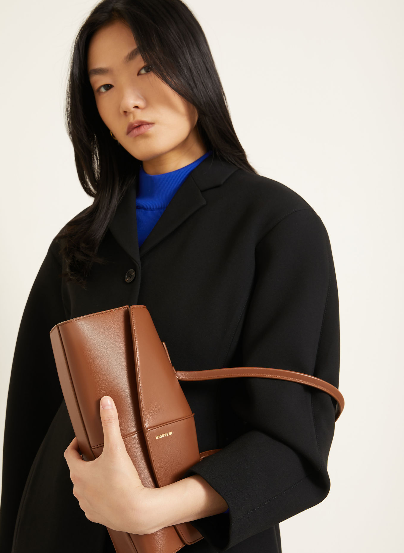 JIL SANDER Schultertasche LINEA: BRAUN