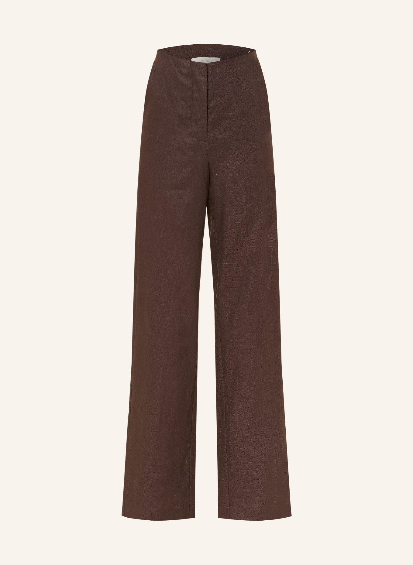 FAITHFULL THE BRAND Spodnie lniane LULEA: CIEMNOBRĄZOWY
