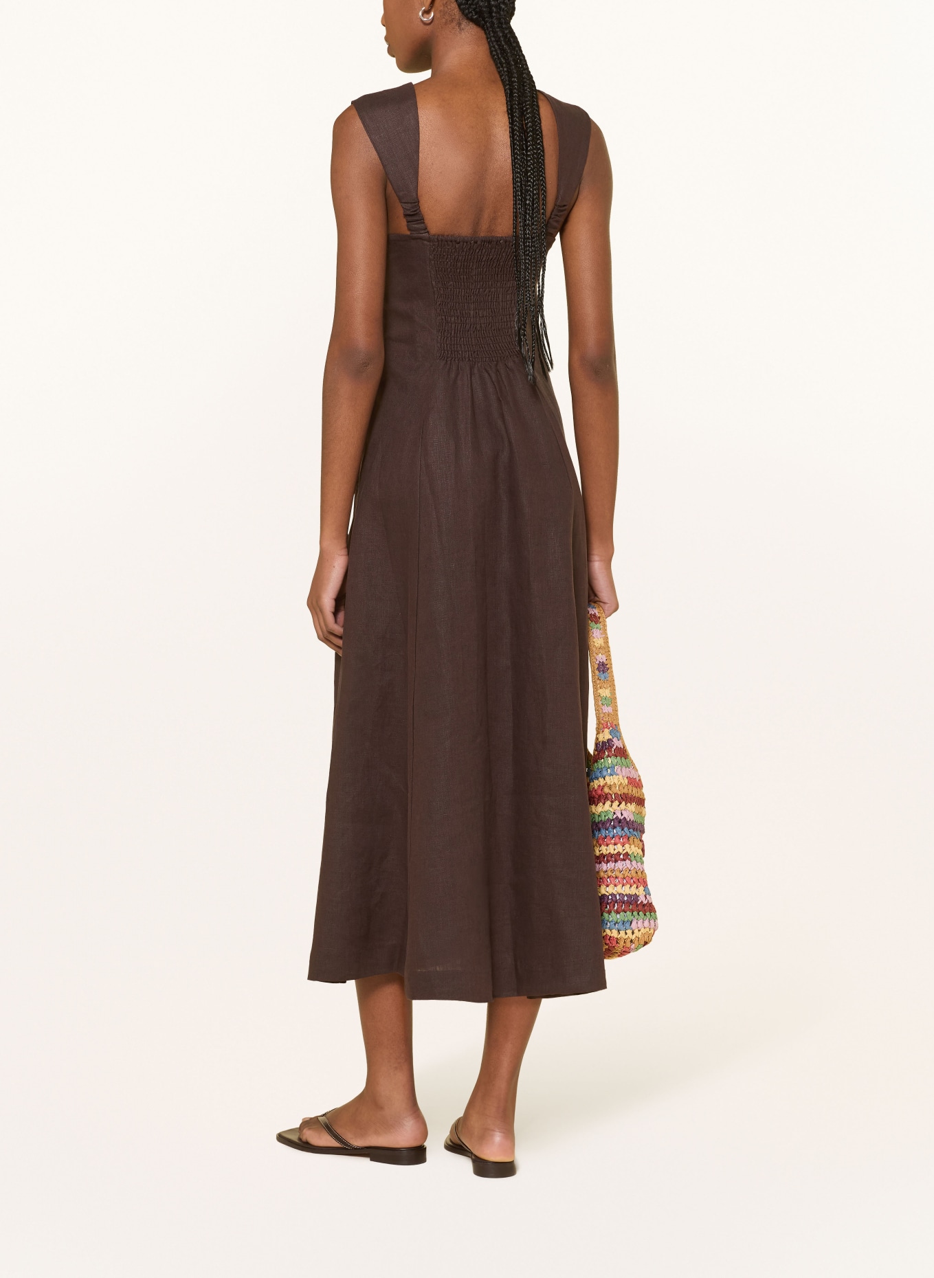 FAITHFULL THE BRAND Robe en lin PALLIDA: MARRON FONCÉ