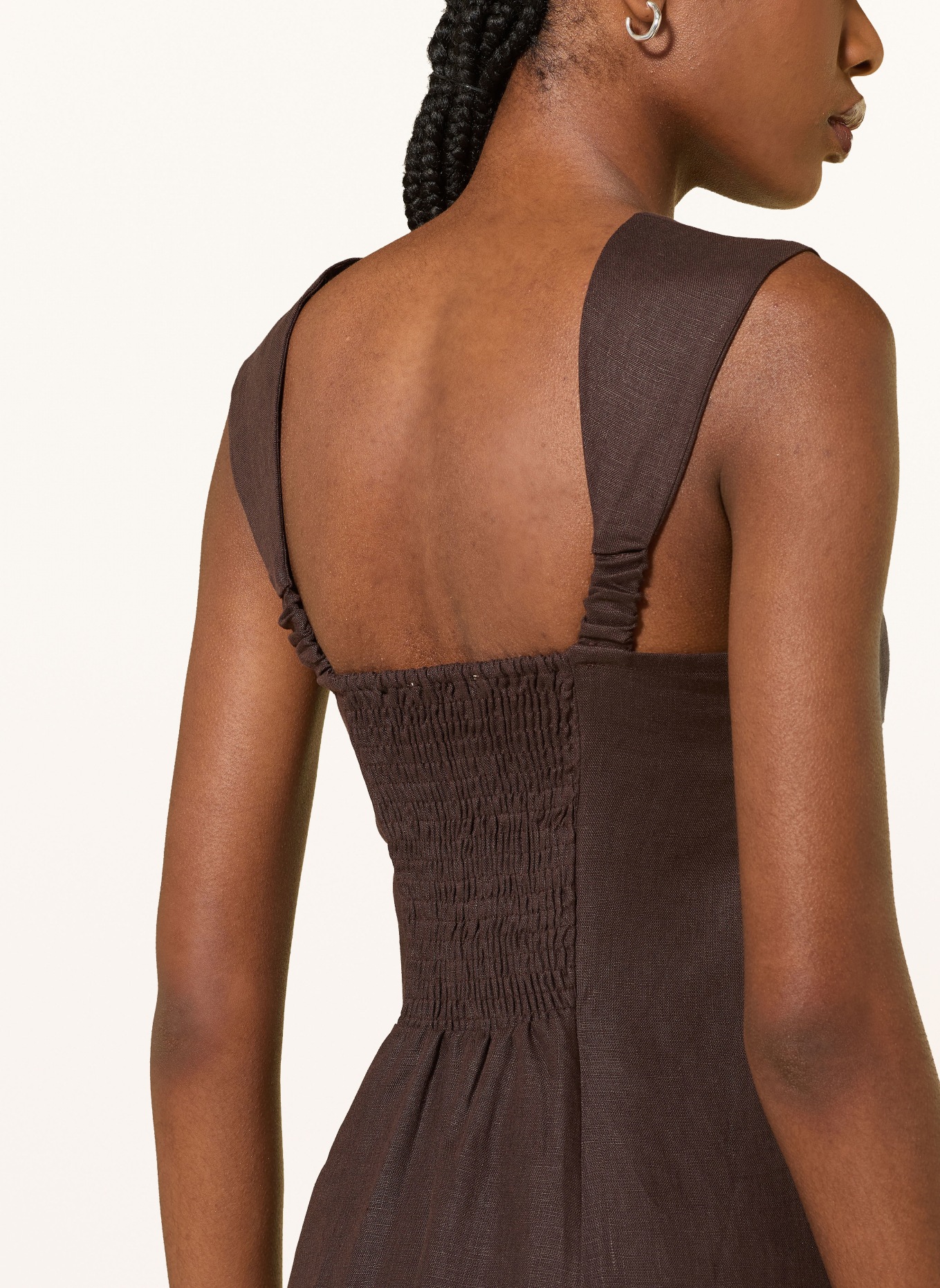 FAITHFULL THE BRAND Robe en lin PALLIDA: MARRON FONCÉ