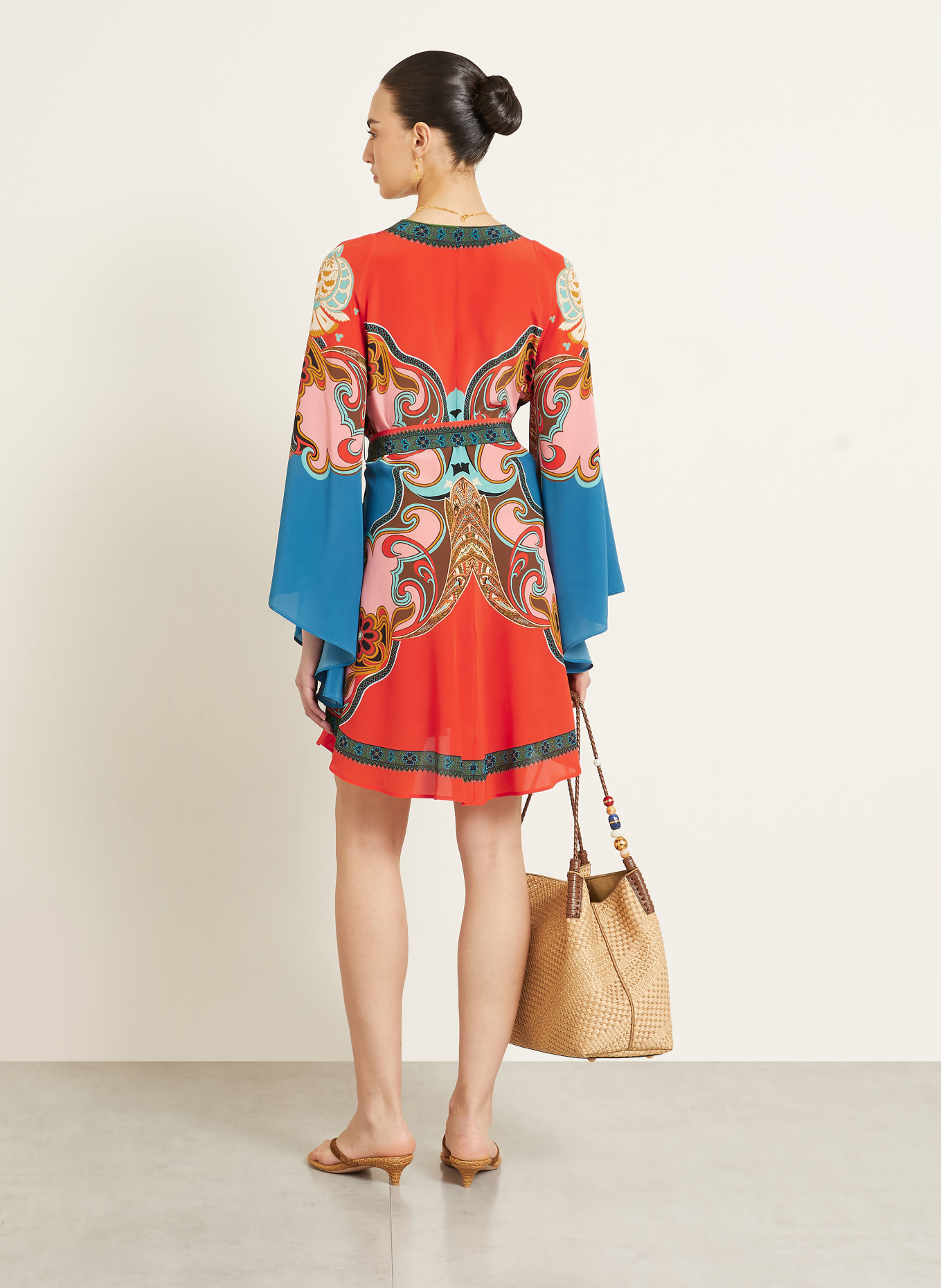 ETRO Seidenkleid: ORANGE / HELLROT / TÜRKIS