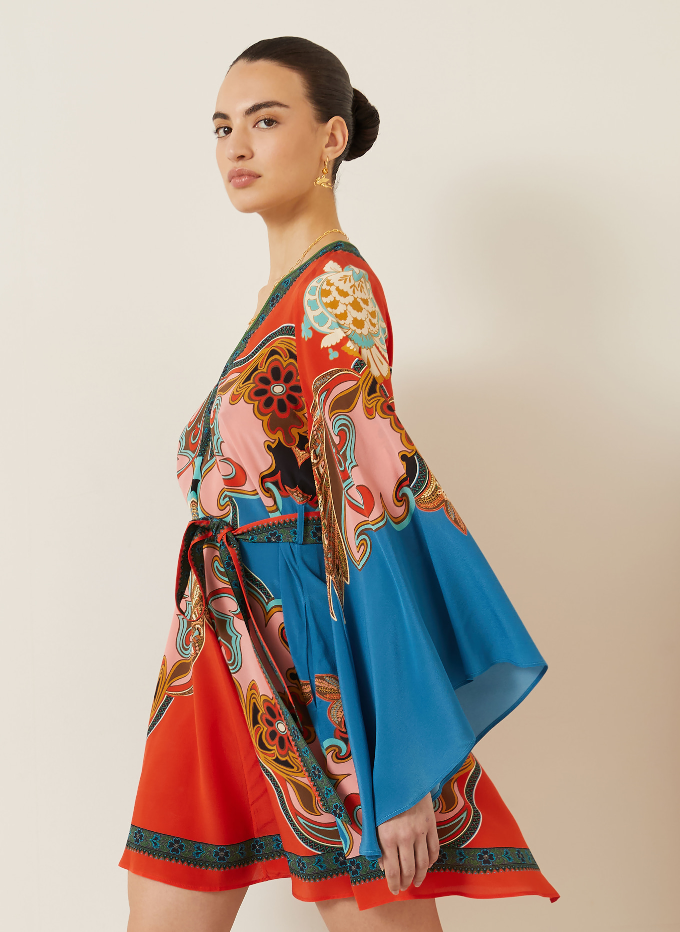 ETRO Seidenkleid: ORANGE / HELLROT / TÜRKIS