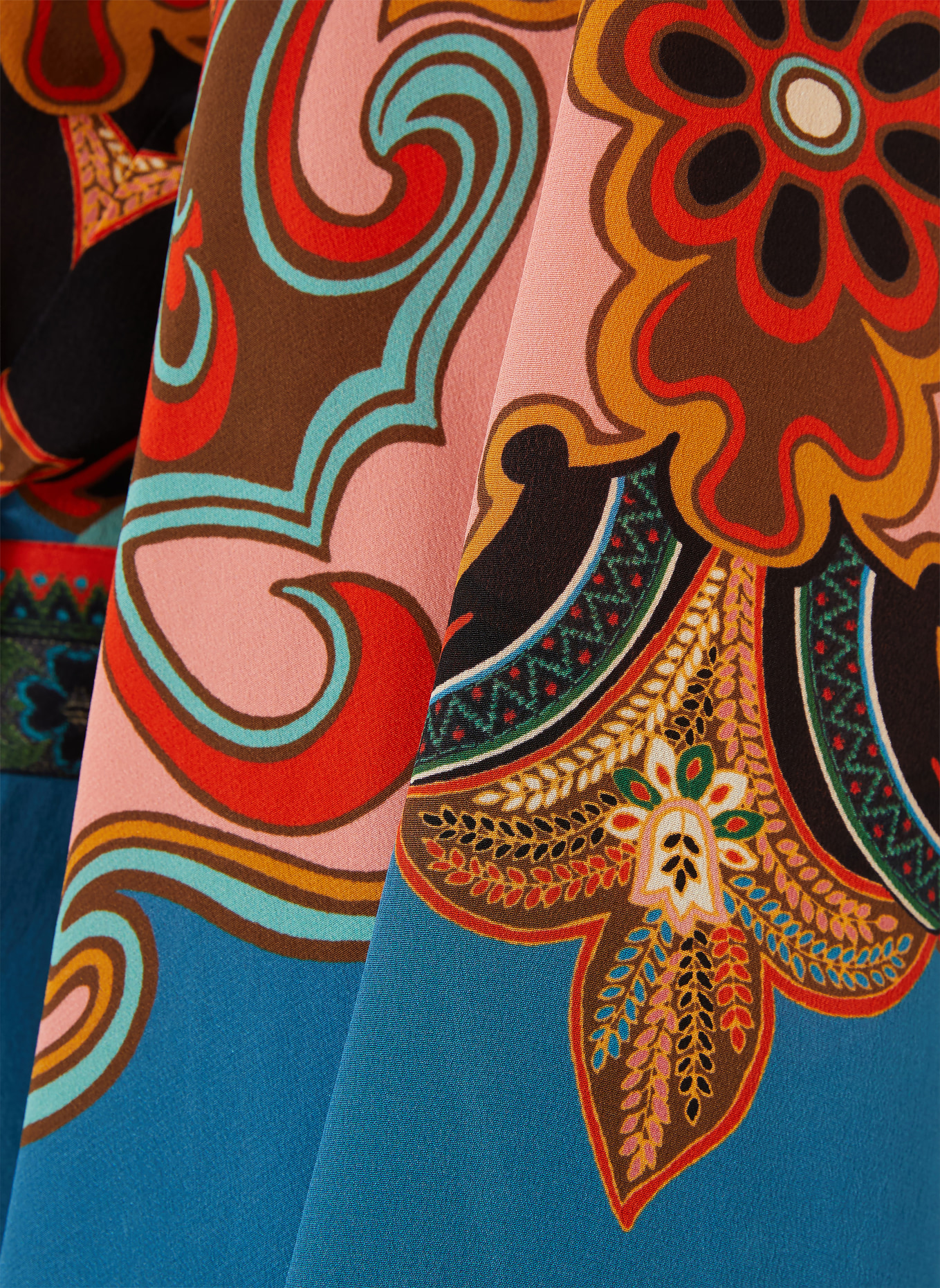 ETRO Seidenkleid: ORANGE / HELLROT / TÜRKIS