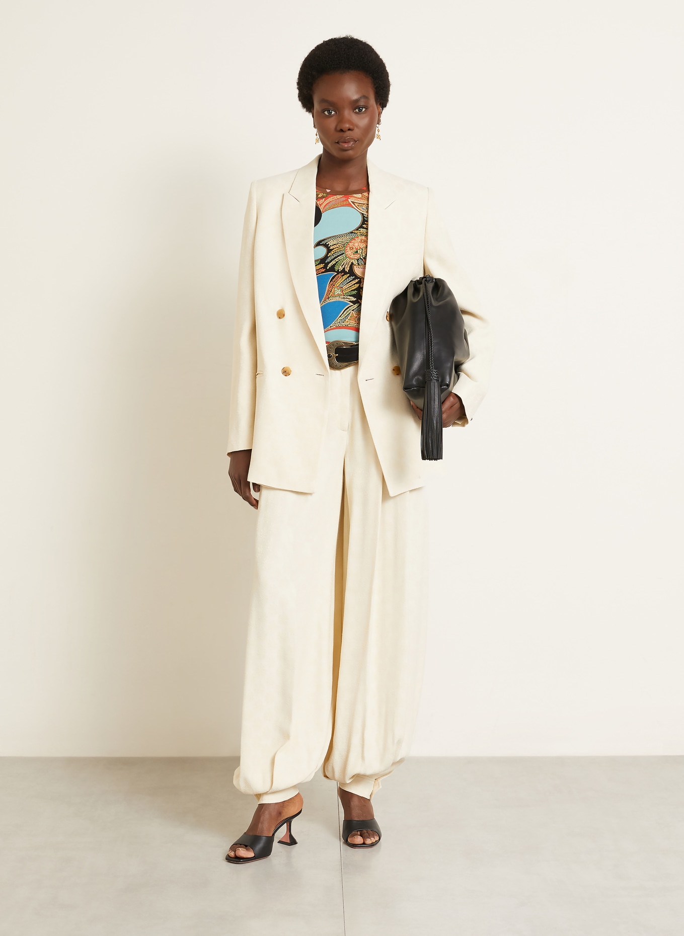 ETRO Dlouhý sako z žakárového materiálu: KRÉMOVÁ