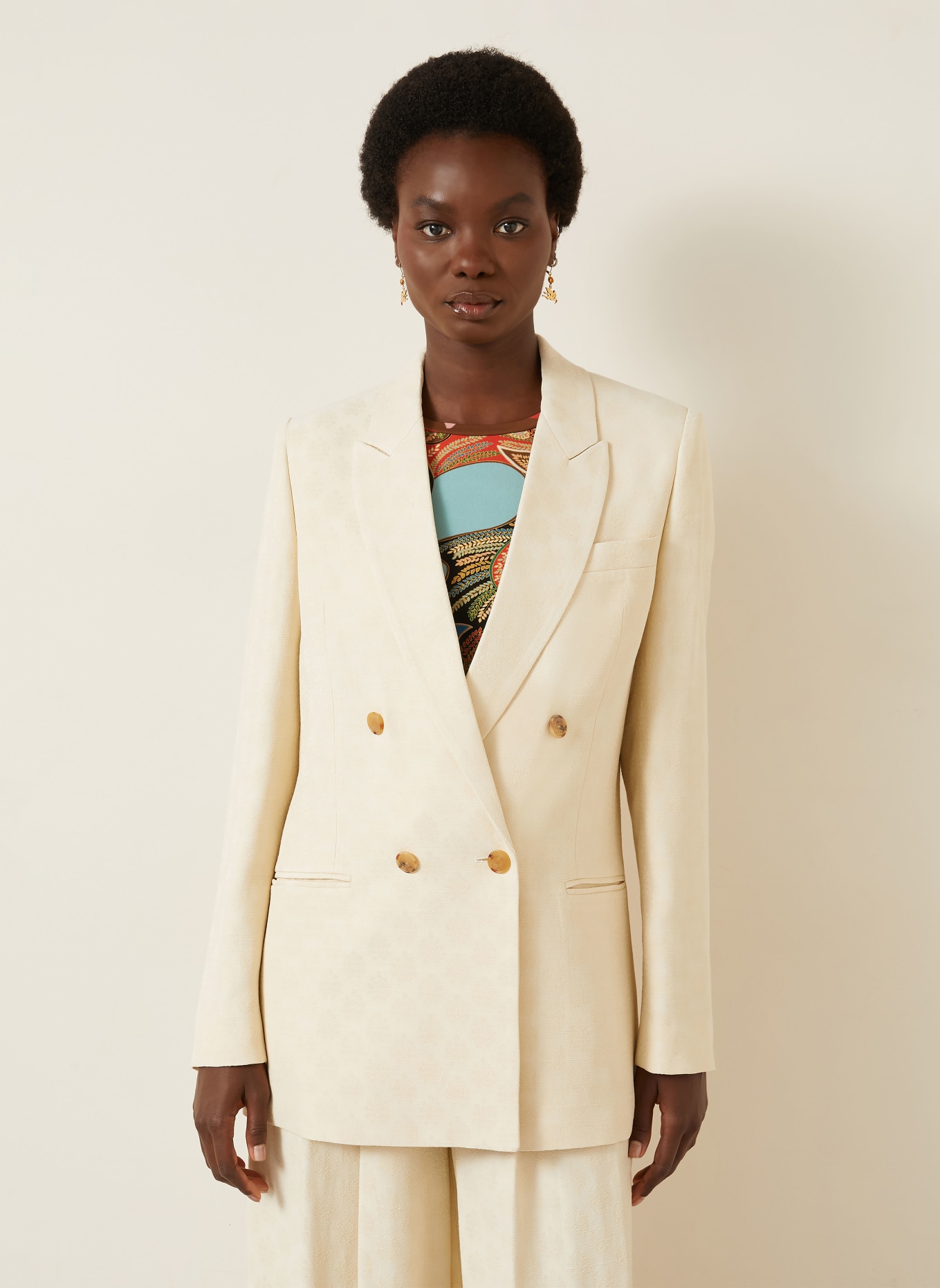 ETRO Dlouhý sako z žakárového materiálu: KRÉMOVÁ