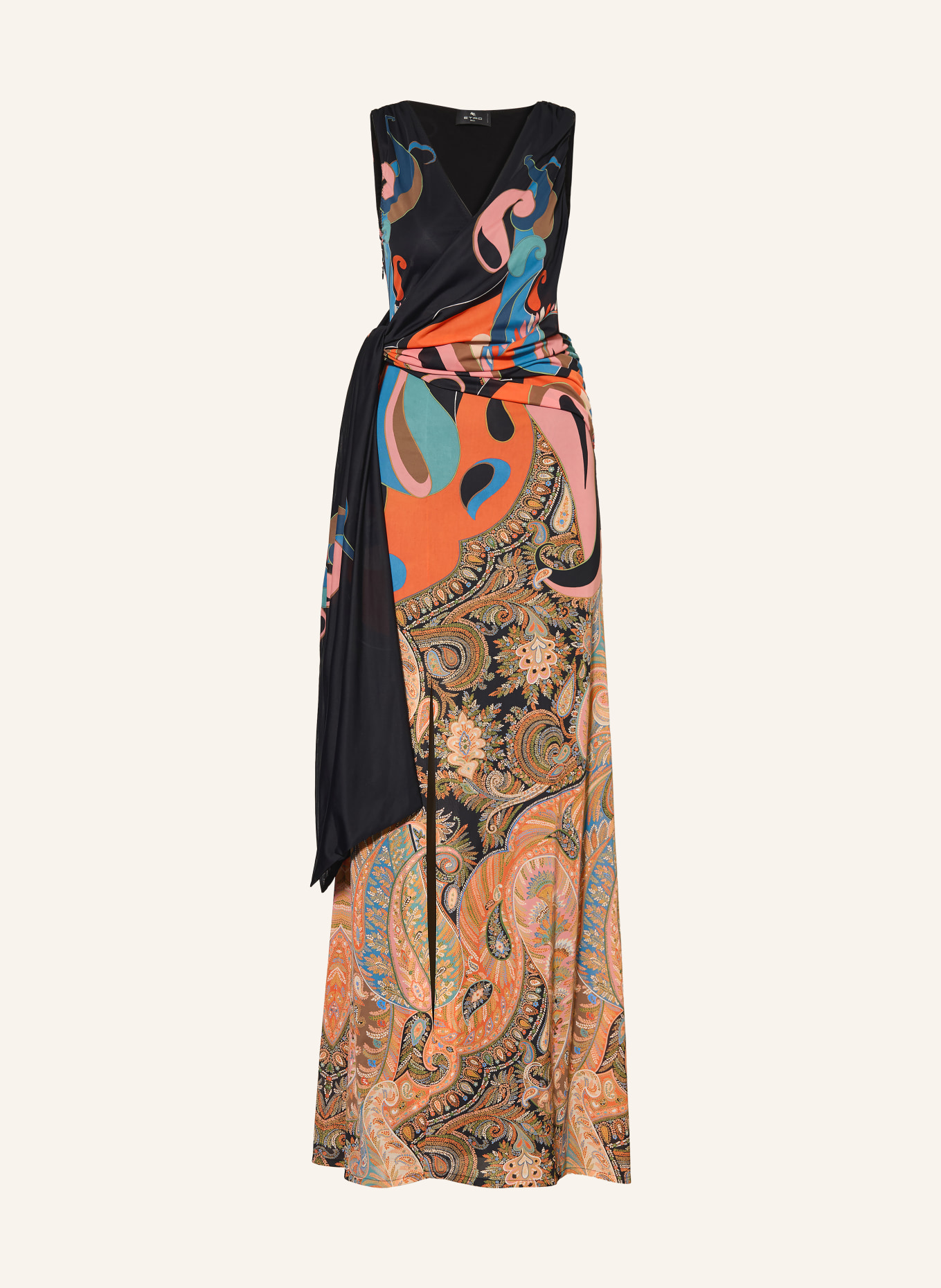 ETRO Jerseykleid in Wickeloptik: SCHWARZ / ROSA / ORANGE