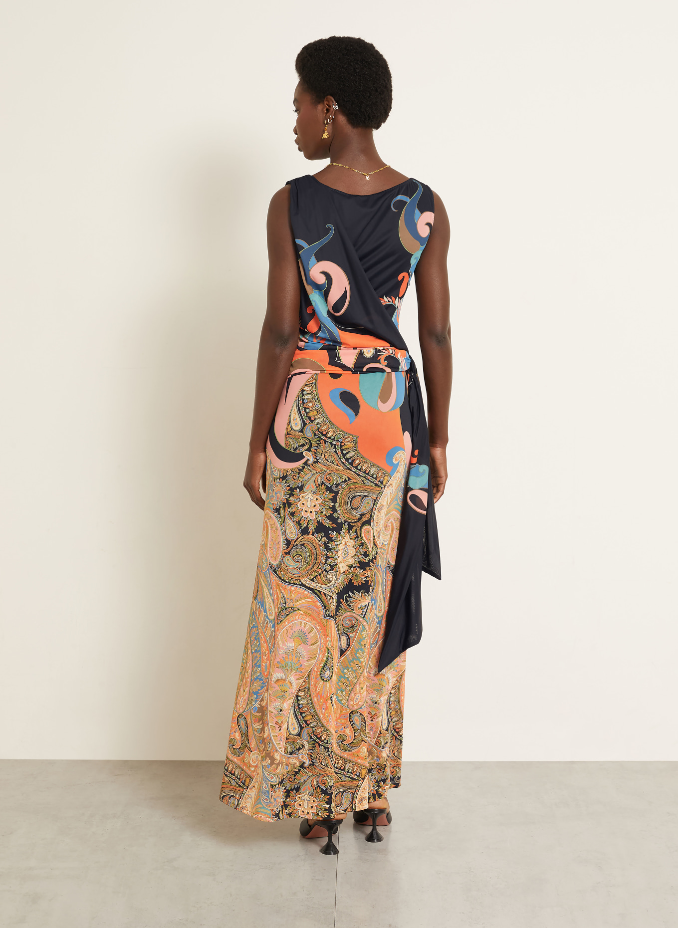 ETRO Jerseykleid in Wickeloptik: SCHWARZ / ROSA / ORANGE