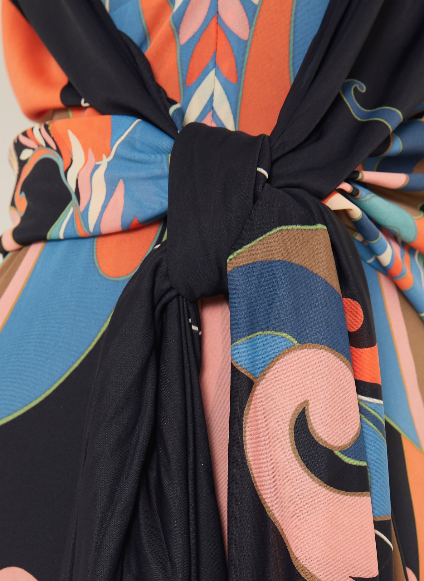 ETRO Jerseykleid in Wickeloptik: SCHWARZ / ROSA / ORANGE