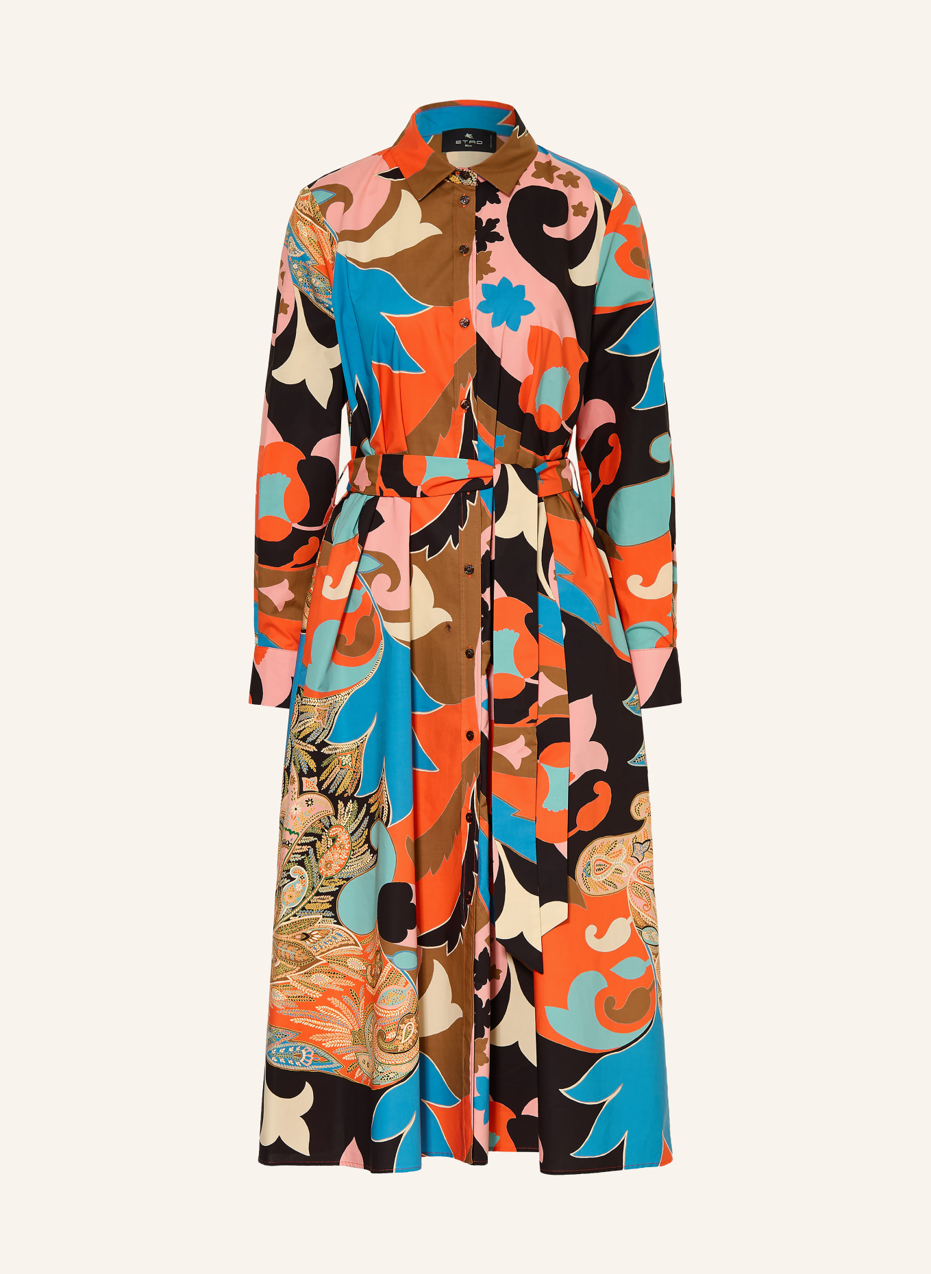 ETRO shirt dress: LIGHT RED / BROWN / BLUE