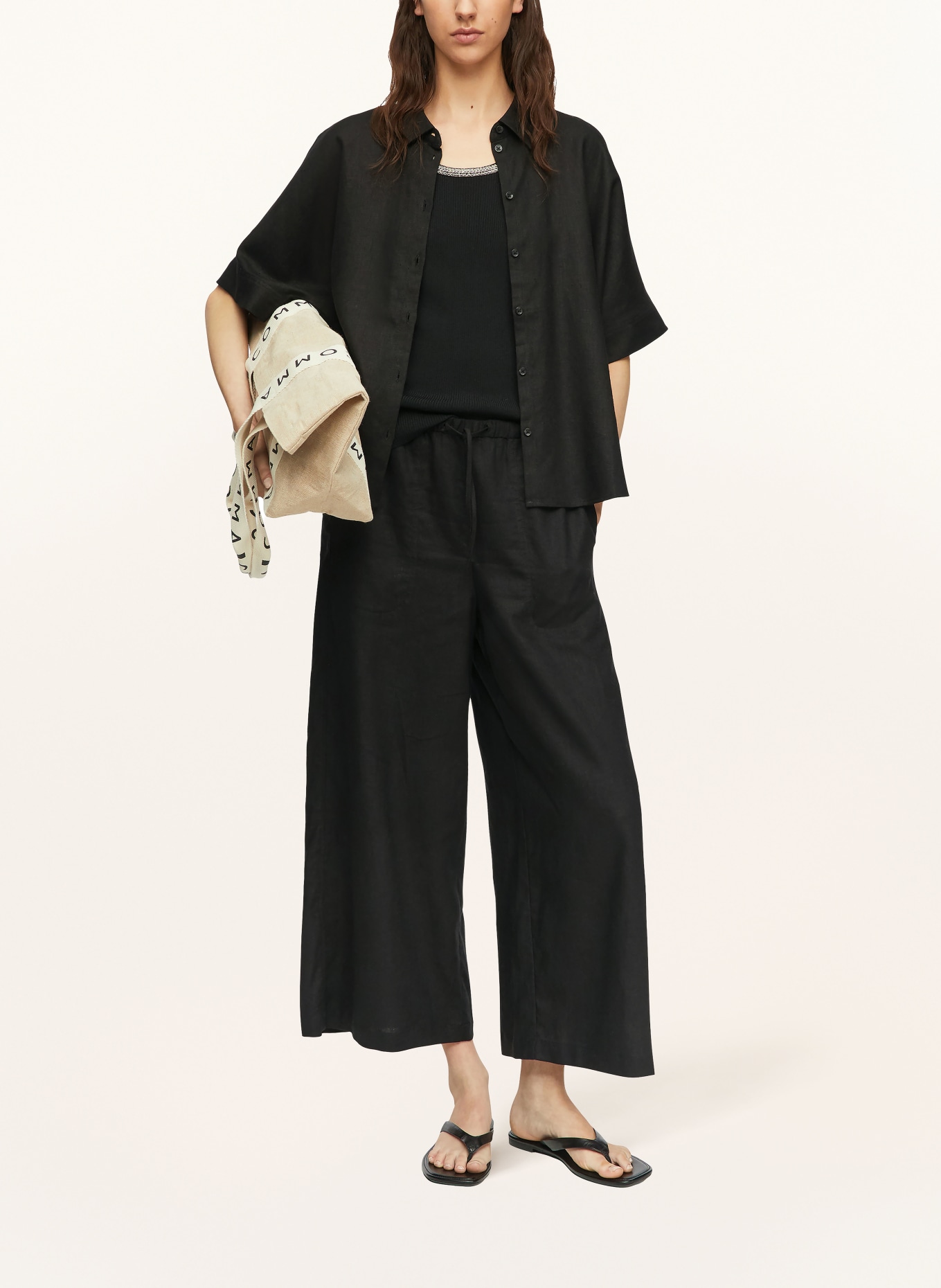 comma Hemdbluse mit Leinen: SCHWARZ