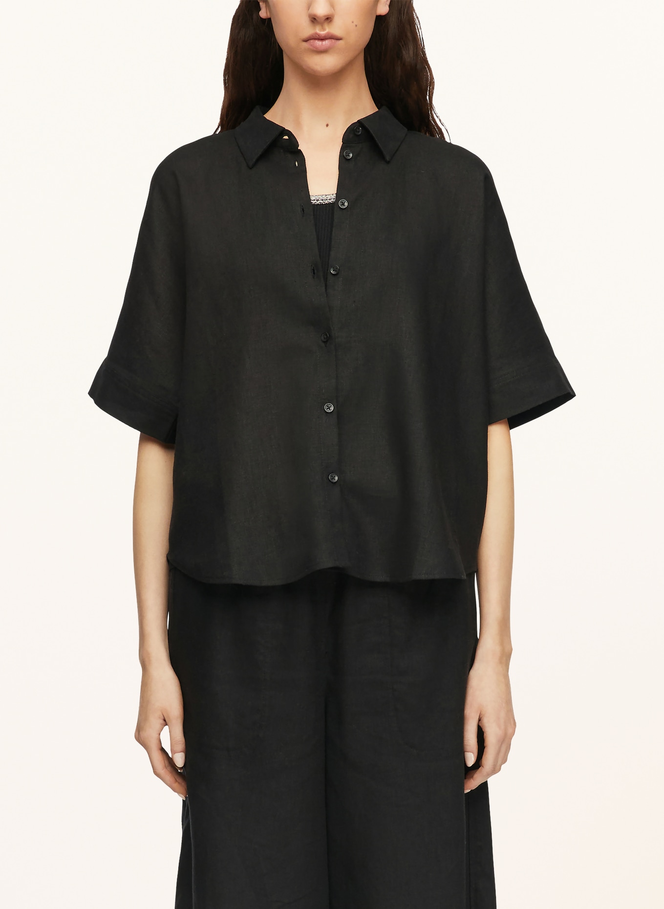 comma Hemdbluse mit Leinen: SCHWARZ