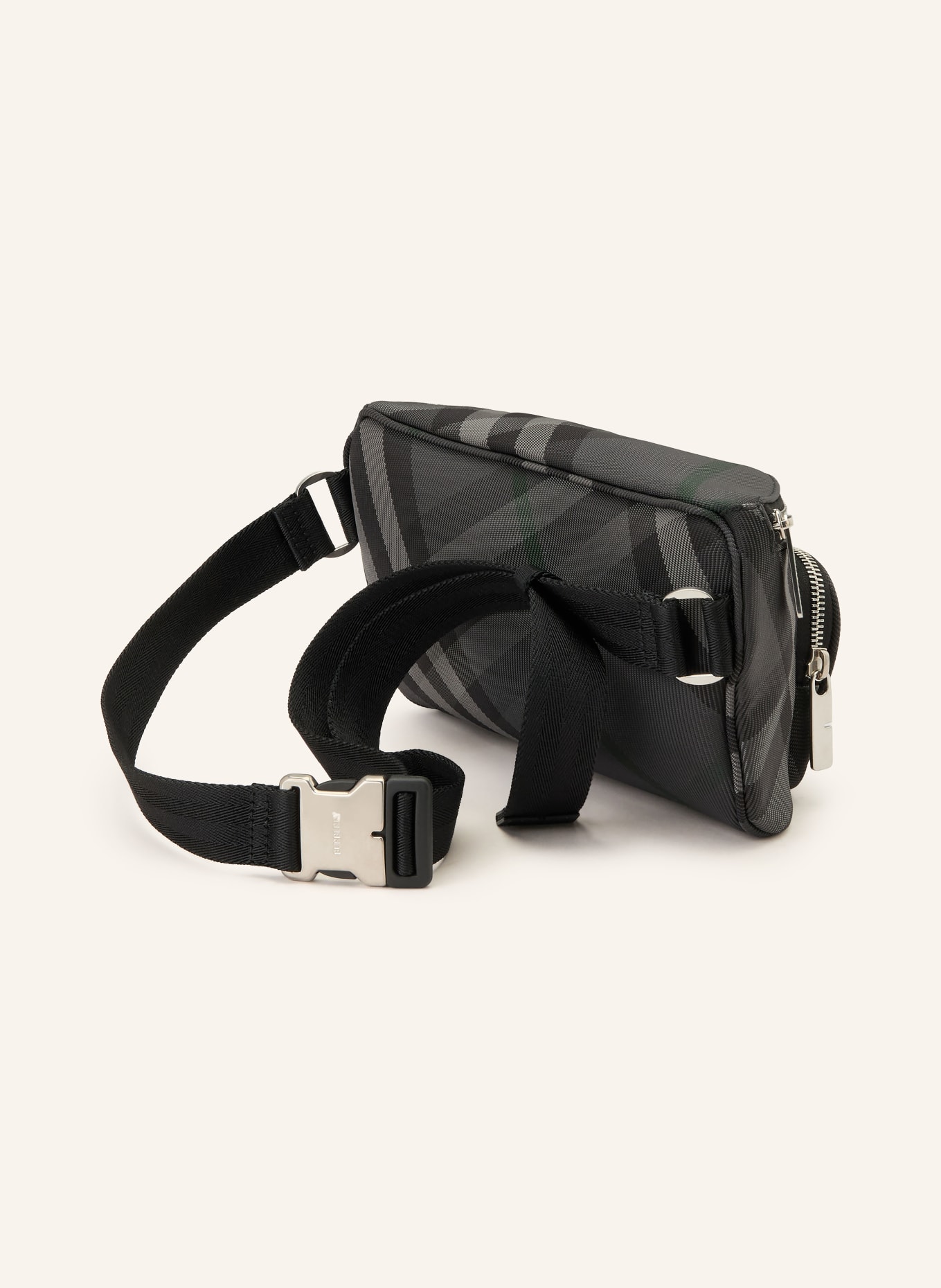 BURBERRY ML GRID BELT BAG S21: BLACK / DARK GRAY / GRAY