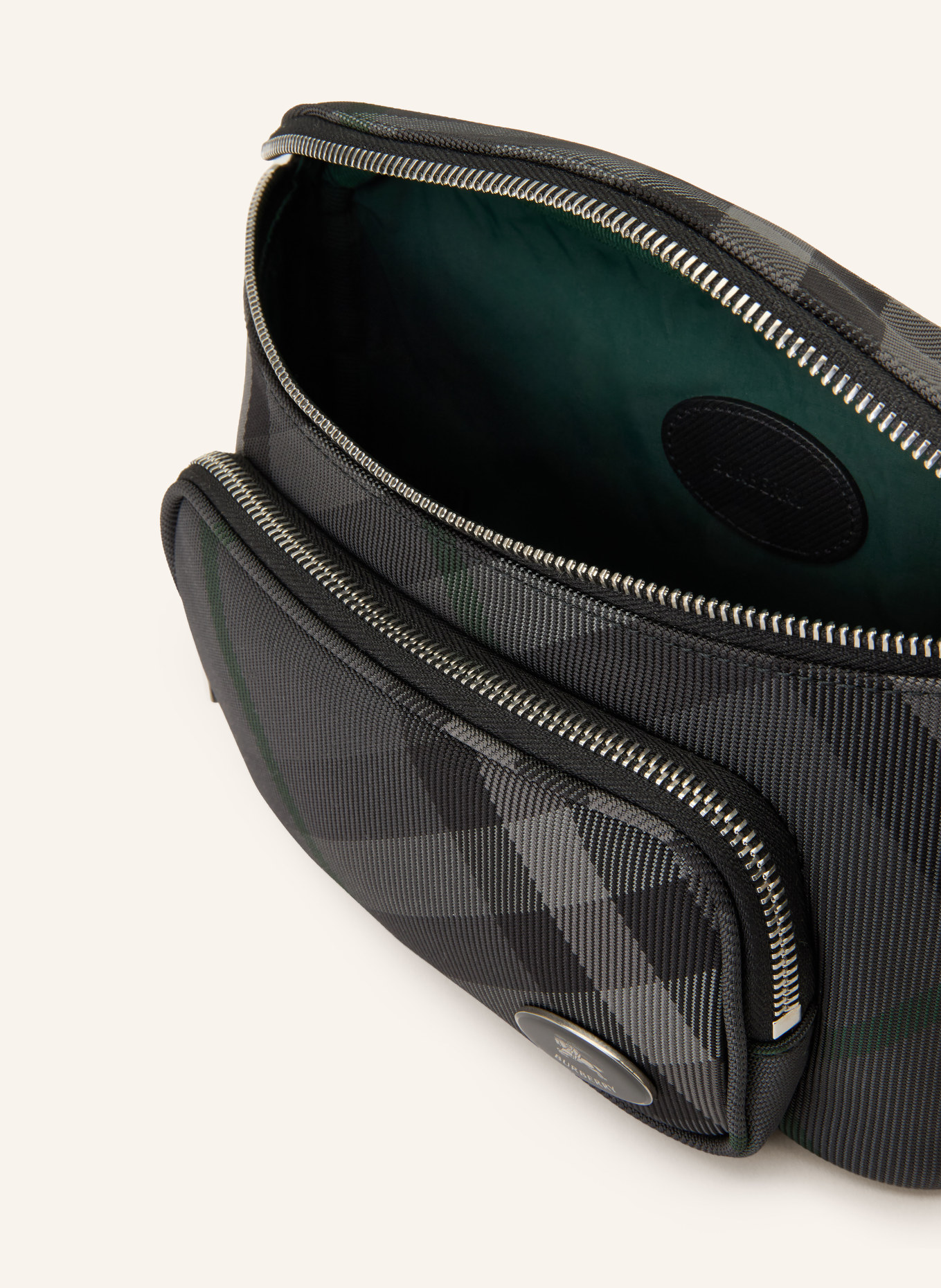 BURBERRY ML GRID BELT BAG S21: BLACK / DARK GRAY / GRAY