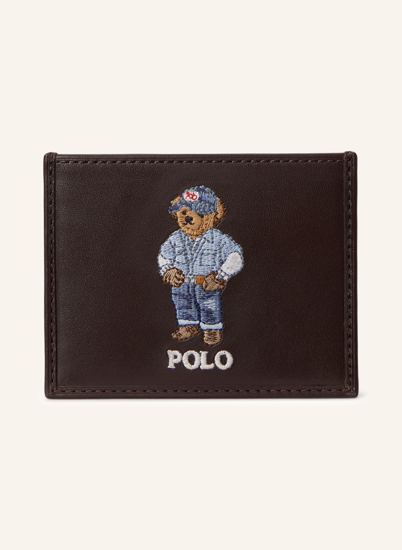 POLO RALPH LAUREN Card holder: DARK BROWN / LIGHT BROWN / LIGHT BLUE