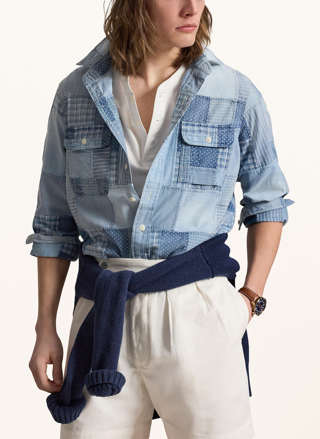 POLO RALPH LAUREN Jeanshemd Classic Fit: BLAU / HELLBLAU / WEISS