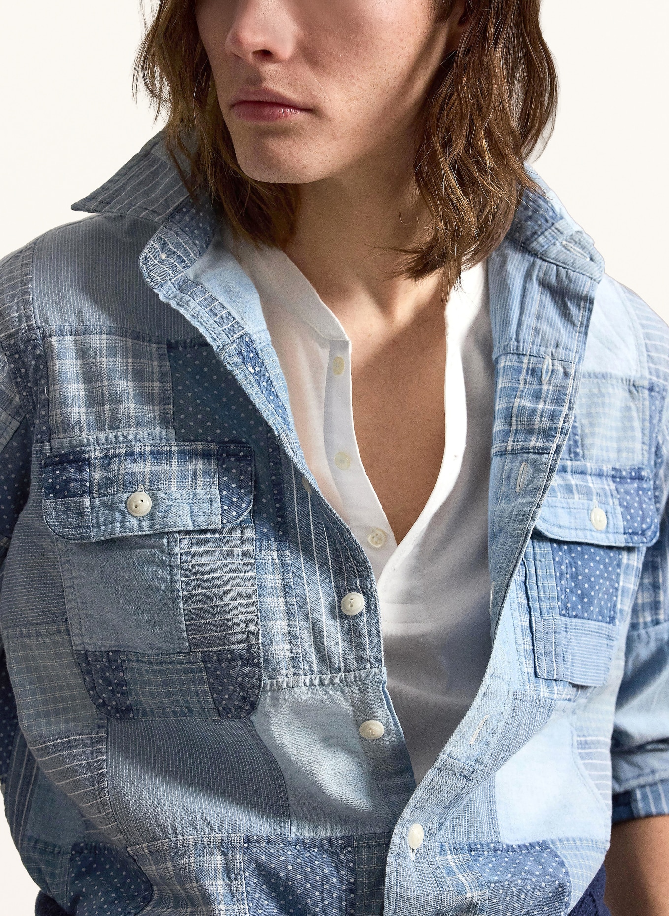 POLO RALPH LAUREN Jeanshemd Classic Fit: BLAU / HELLBLAU / WEISS