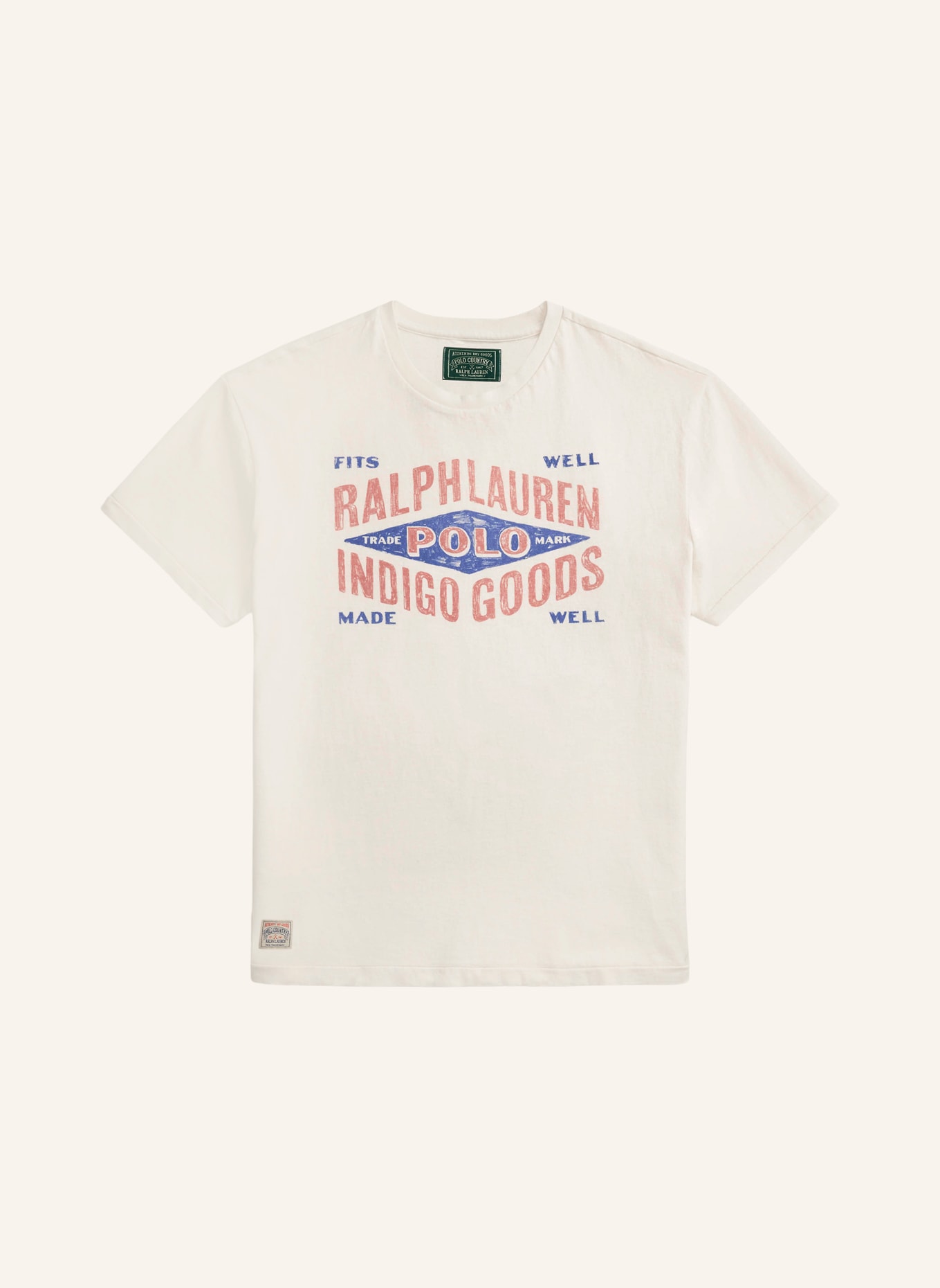 POLO RALPH LAUREN T-Shirt: ECRU / HELLROT / DUNKELBLAU