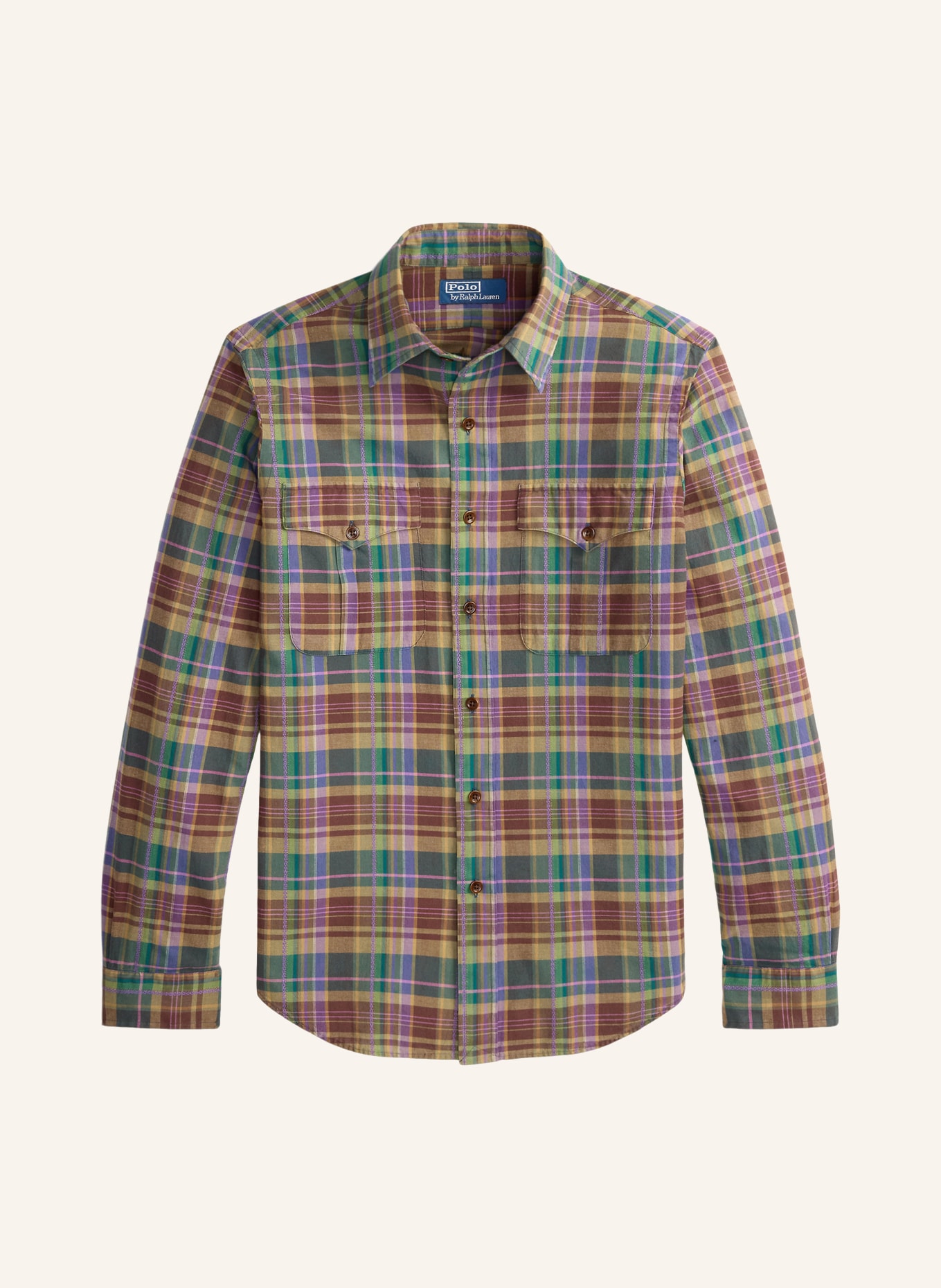 POLO RALPH LAUREN Hemd Classic Fit: BRAUN / LILA / GRÜN