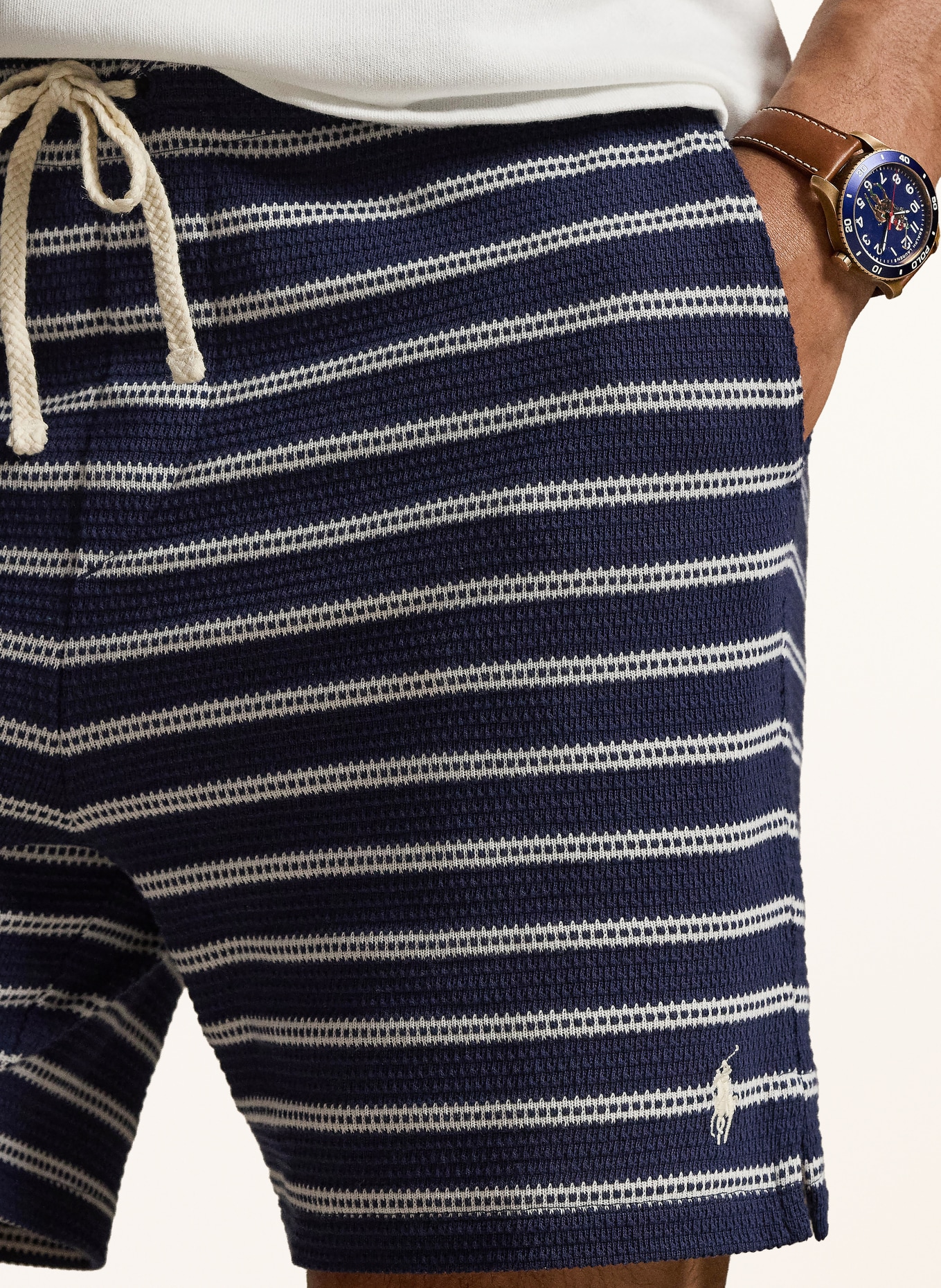 POLO RALPH LAUREN Gebreide shorts: DONKERBLAUW / WIT