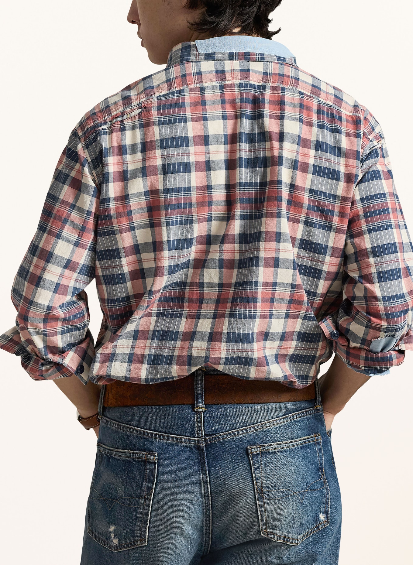 POLO RALPH LAUREN Hemd Classic Fit: DUNKELROT / HELLROSA / DUNKELBLAU