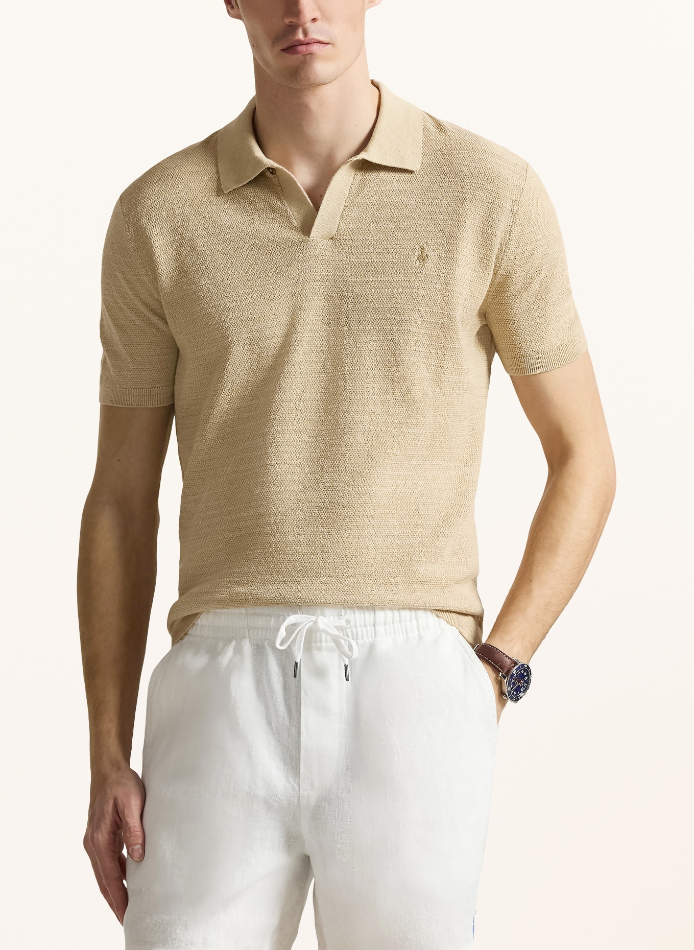 POLO RALPH LAUREN Strick-Poloshirt: CAMEL
