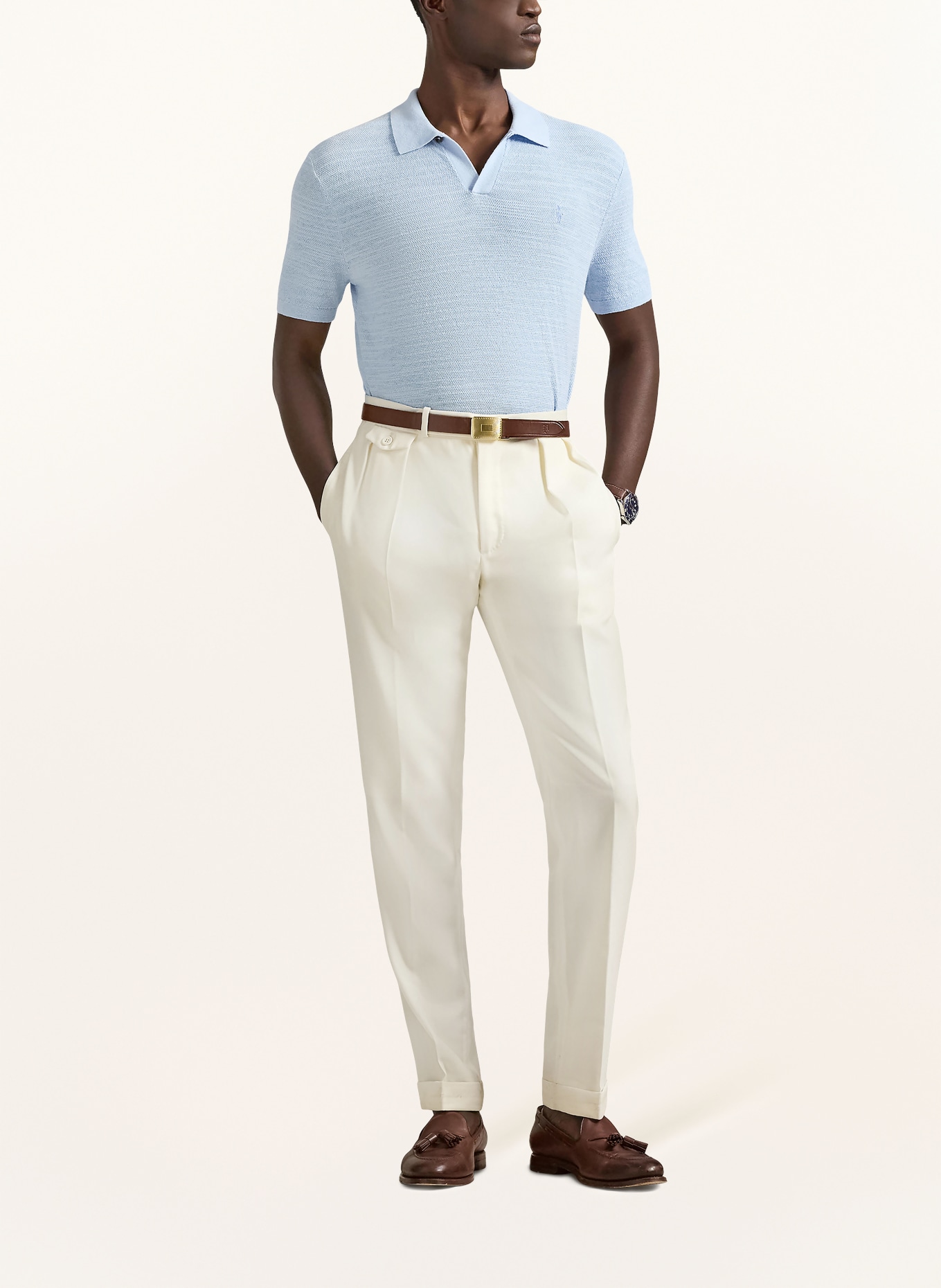 POLO RALPH LAUREN Strick-Poloshirt: HELLBLAU