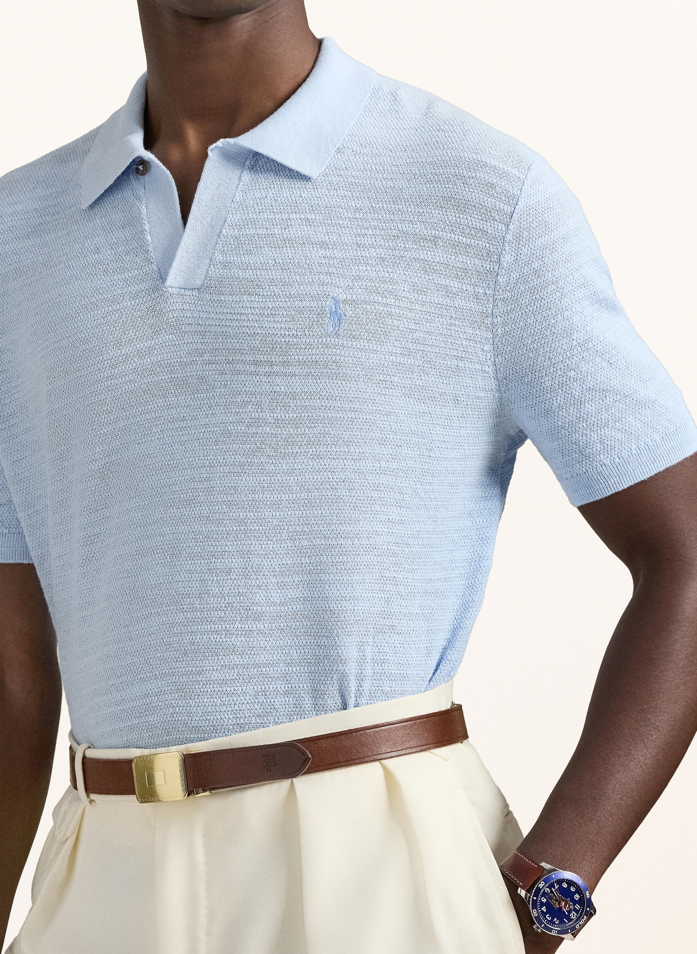 POLO RALPH LAUREN Strick-Poloshirt: HELLBLAU