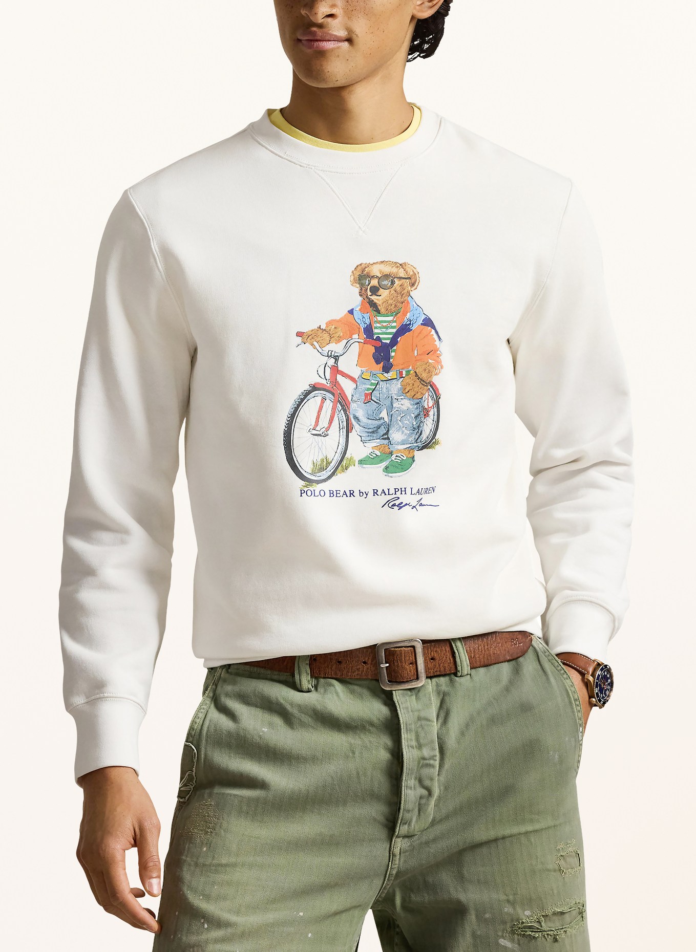 POLO RALPH LAUREN Sweatshirt: WEISS / BRAUN / ROT