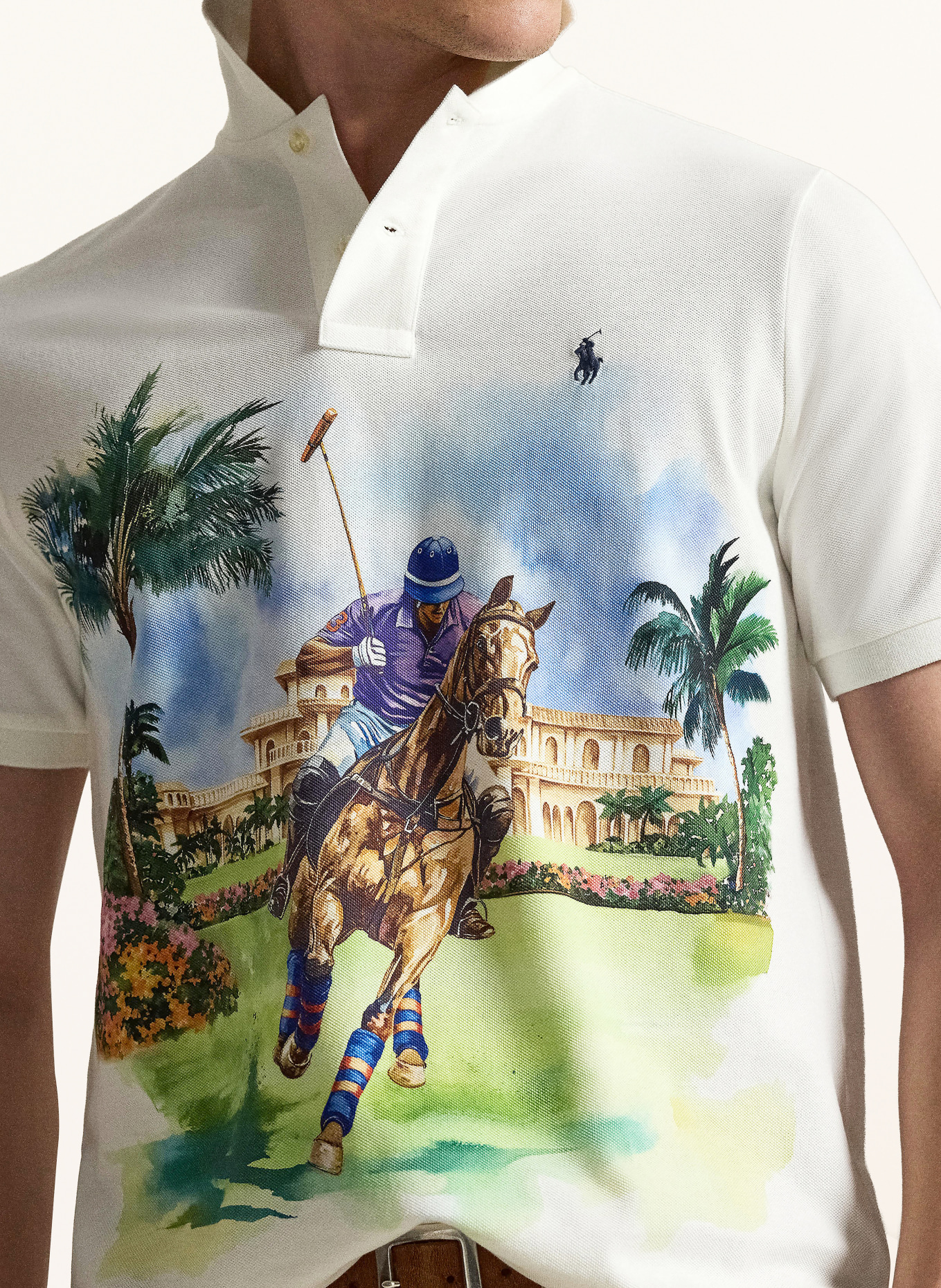 POLO RALPH LAUREN Piqué-Poloshirt Classic Fit: WEISS / BRAUN / GRÜN