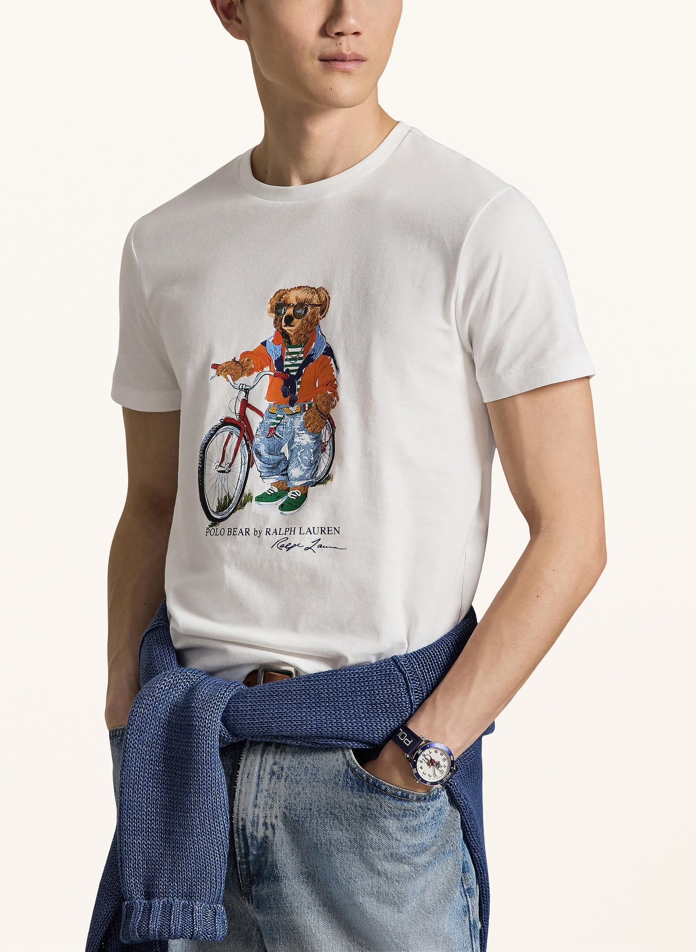 POLO RALPH LAUREN koszulka: BIAŁY / BRĄZOWY / POMARAŃCZOWY