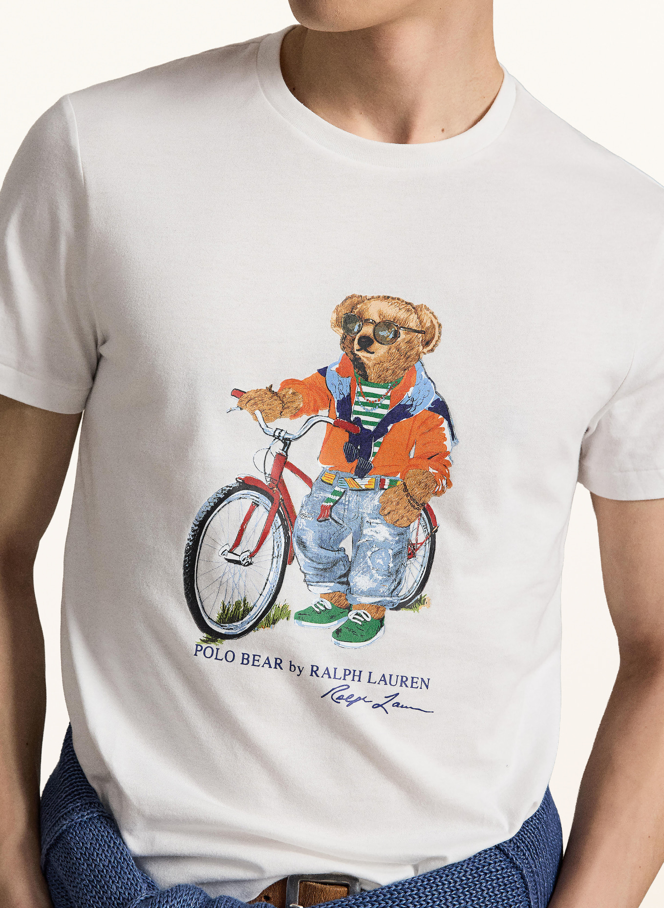 POLO RALPH LAUREN koszulka: BIAŁY / BRĄZOWY / POMARAŃCZOWY