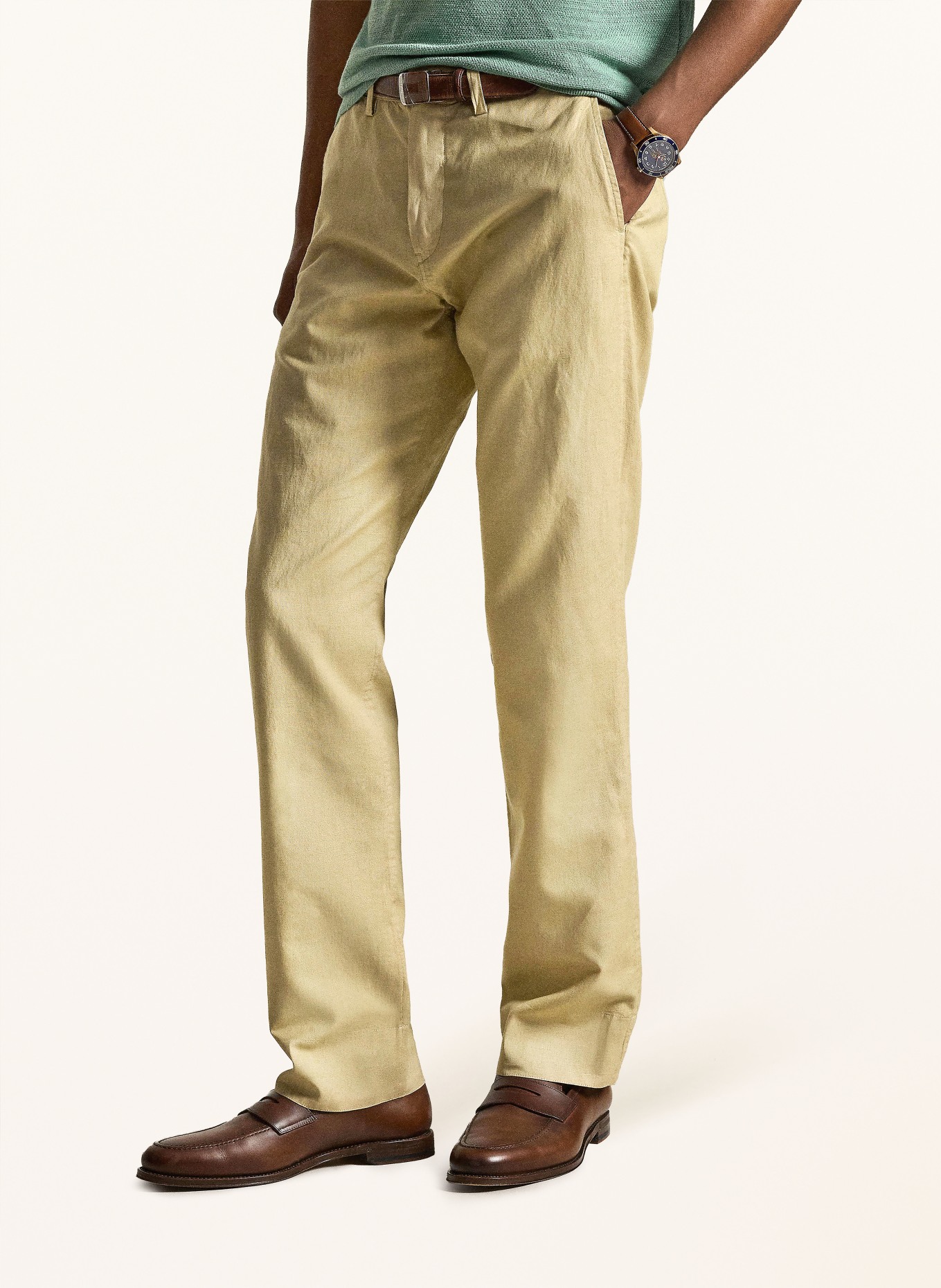 POLO RALPH LAUREN Chino Classic Fit mit Leinen: CAMEL