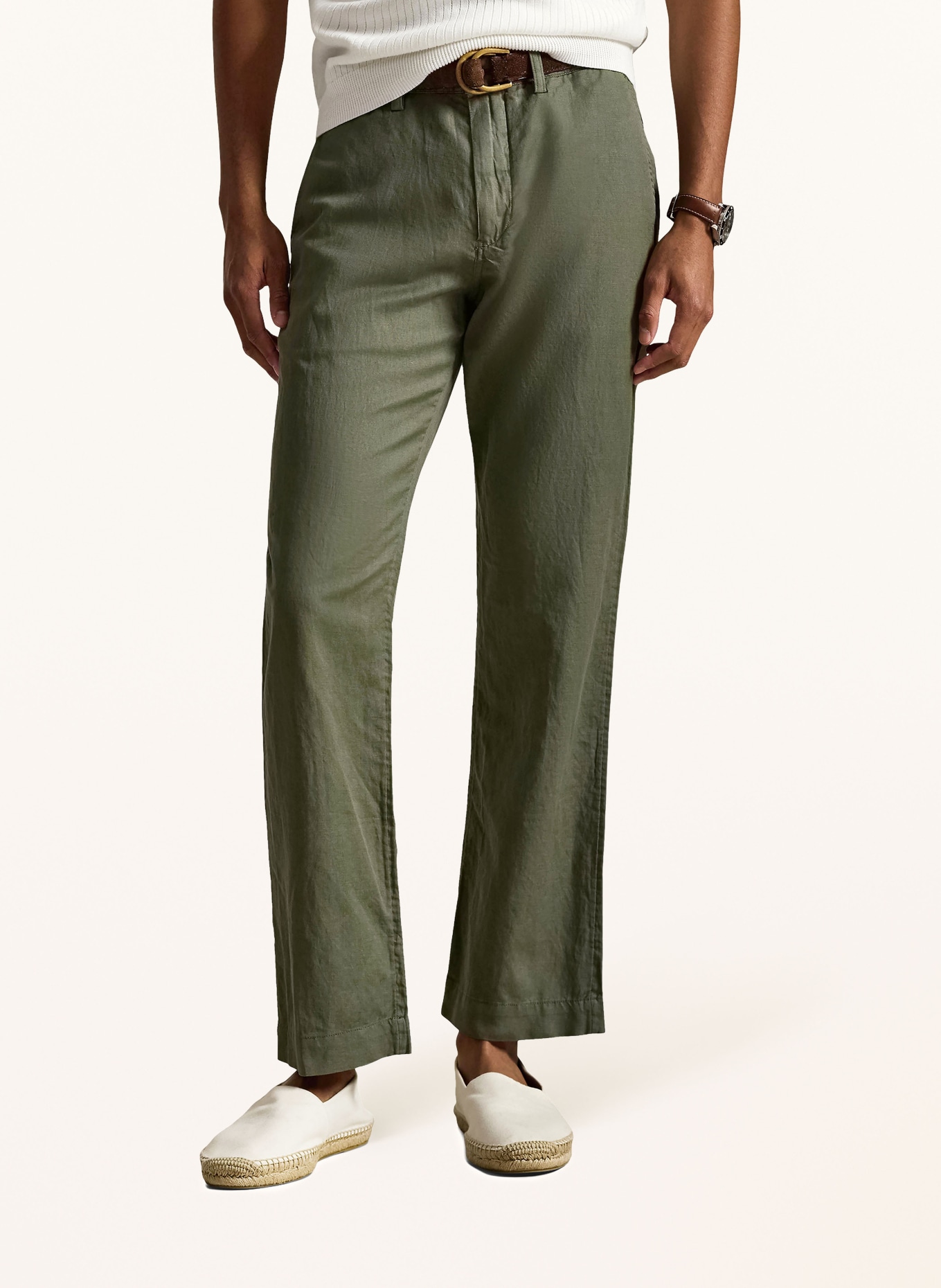 POLO RALPH LAUREN Chino Classic Fit mit Leinen: DUNKELGRÜN