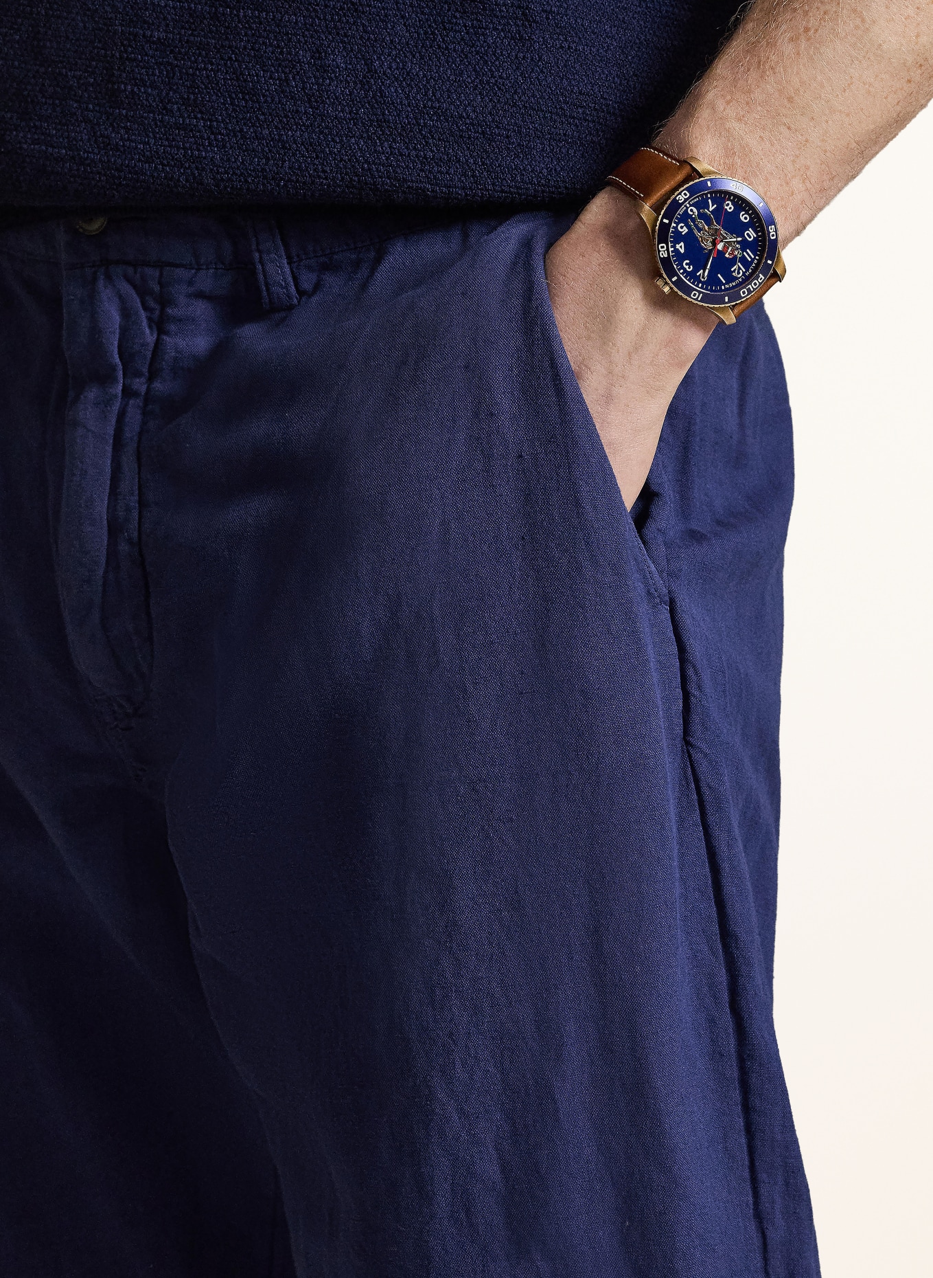 POLO RALPH LAUREN Classic fit chino with linen: DARK BLUE