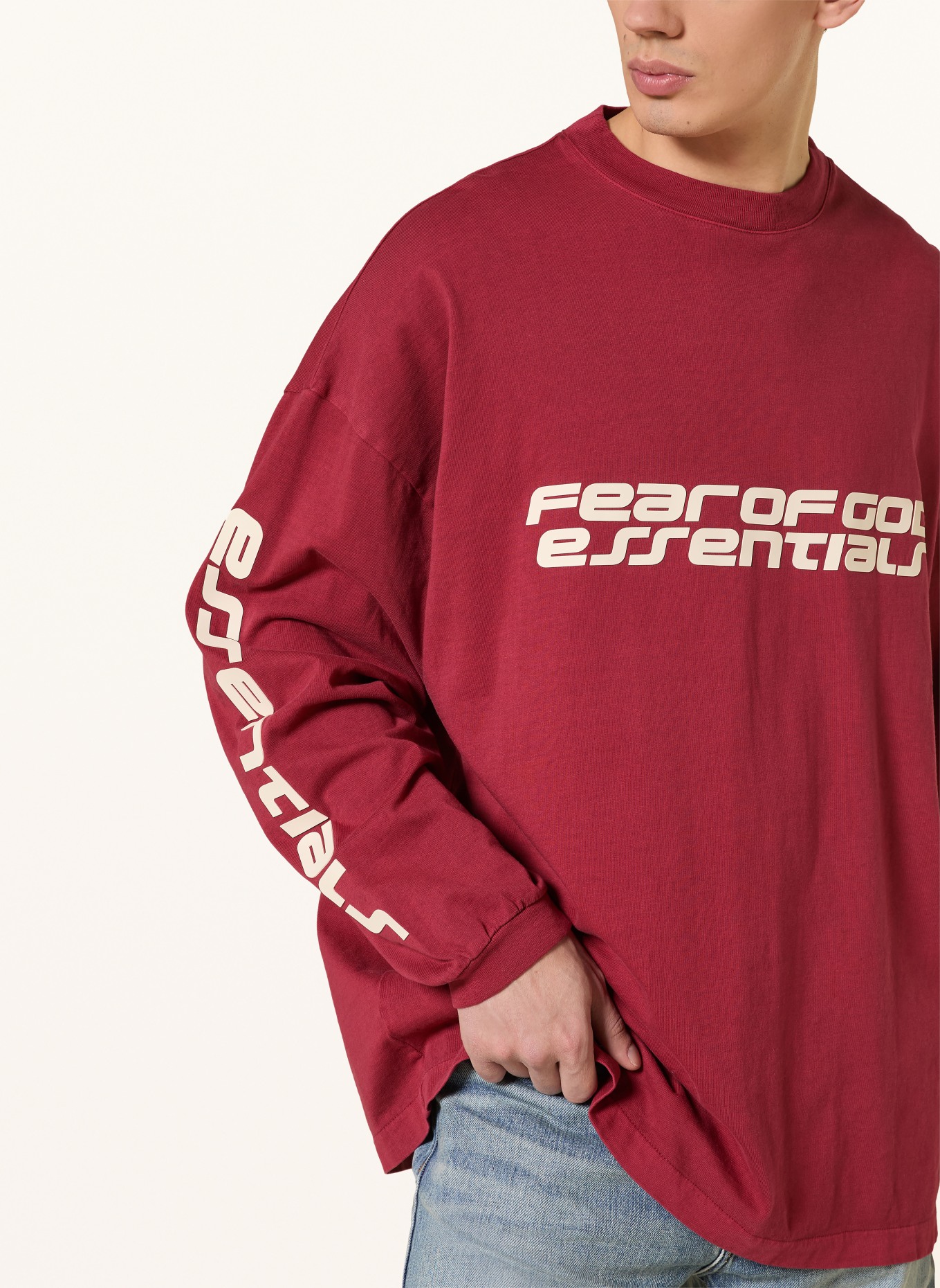 ESSENTIALS - FEAR OF GOD Longsleeve: DUNKELROT