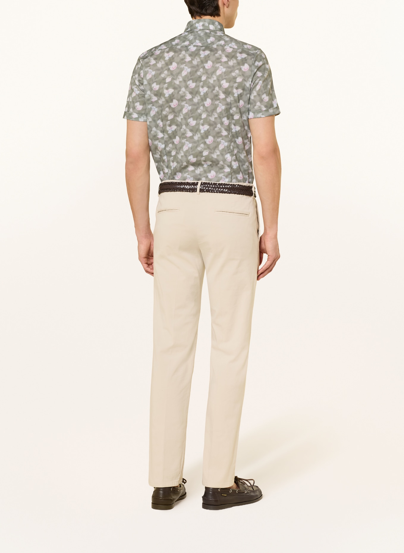 OLYMP Kurzarm-Hemd Level Five body fit: GRÜN / ALTROSA / CREME