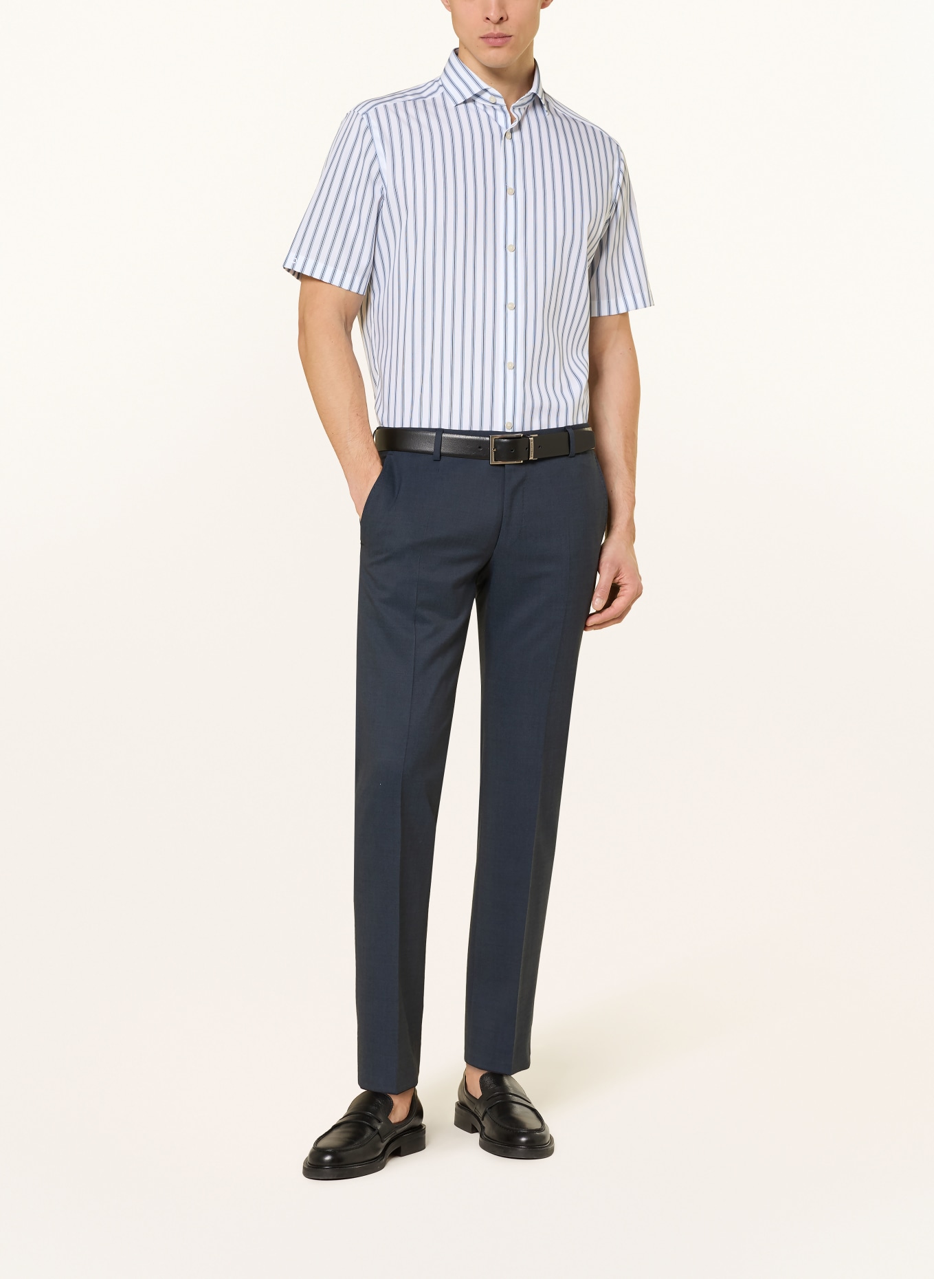 OLYMP Kurzarm-Hemd Luxor modern fit: BLAU / DUNKELBLAU / WEISS