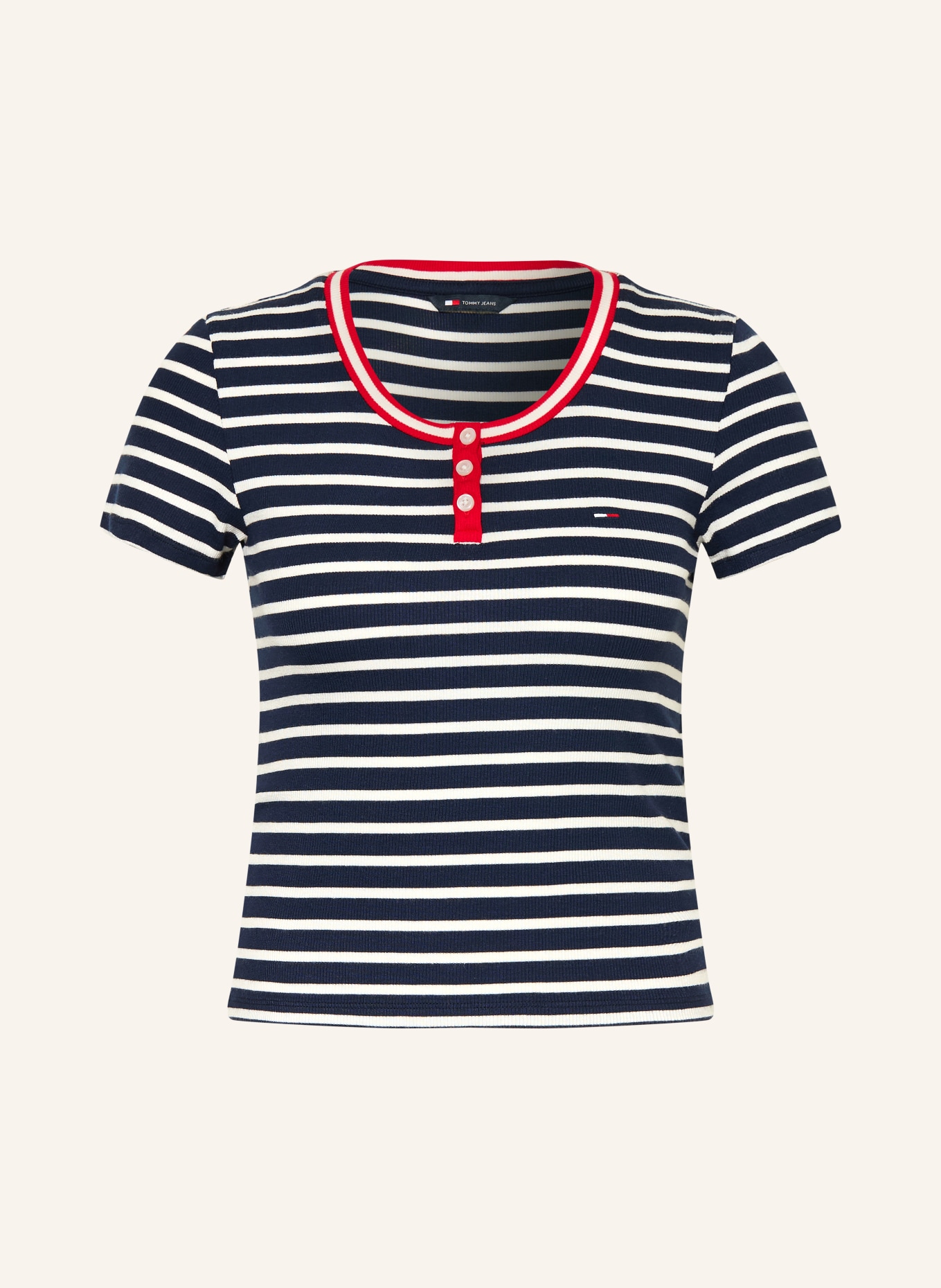 TOMMY JEANS Henley shirt: DARK BLUE / RED / WHITE