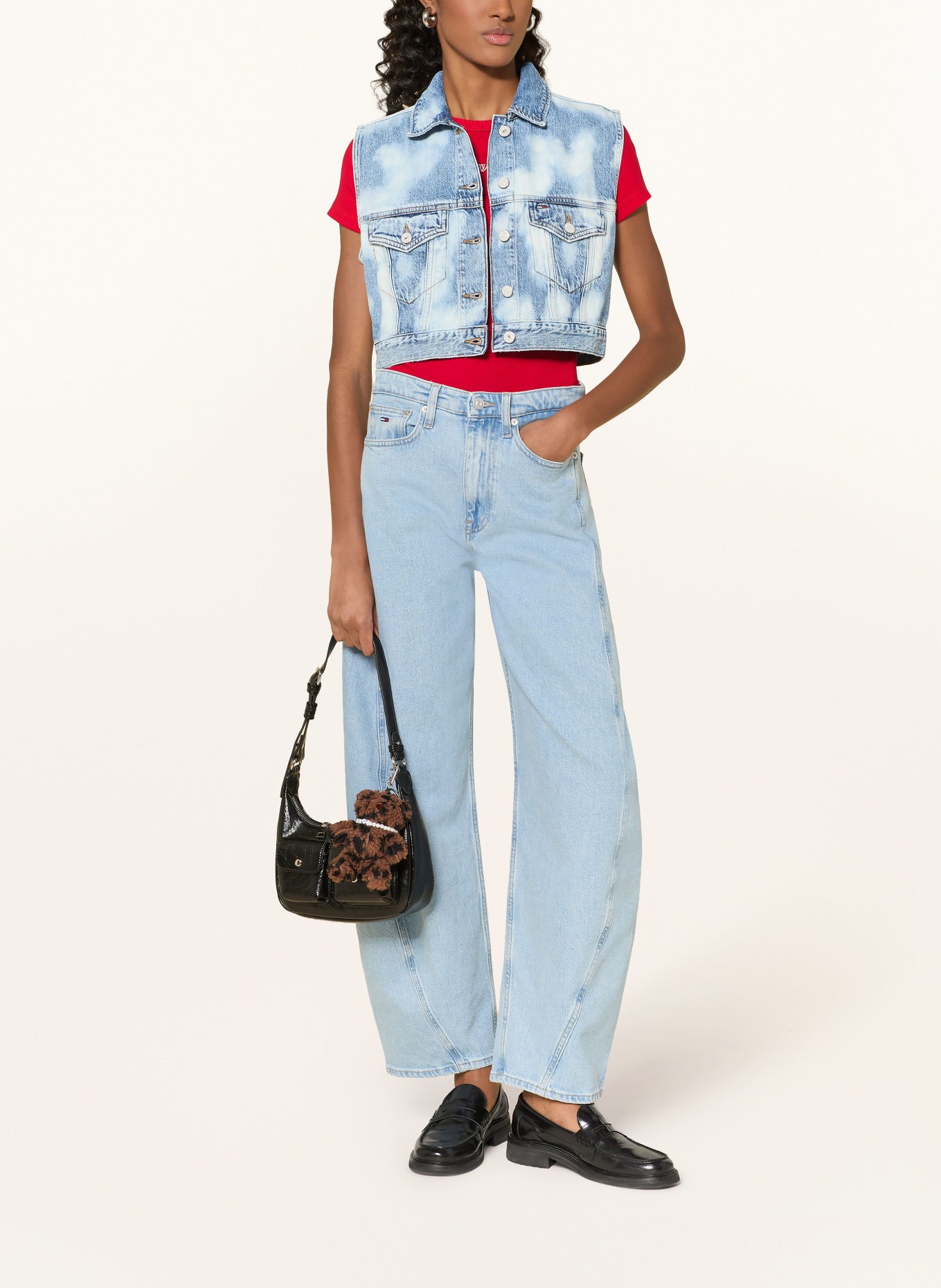 TOMMY JEANS Cropped-Jeansweste: HELLBLAU