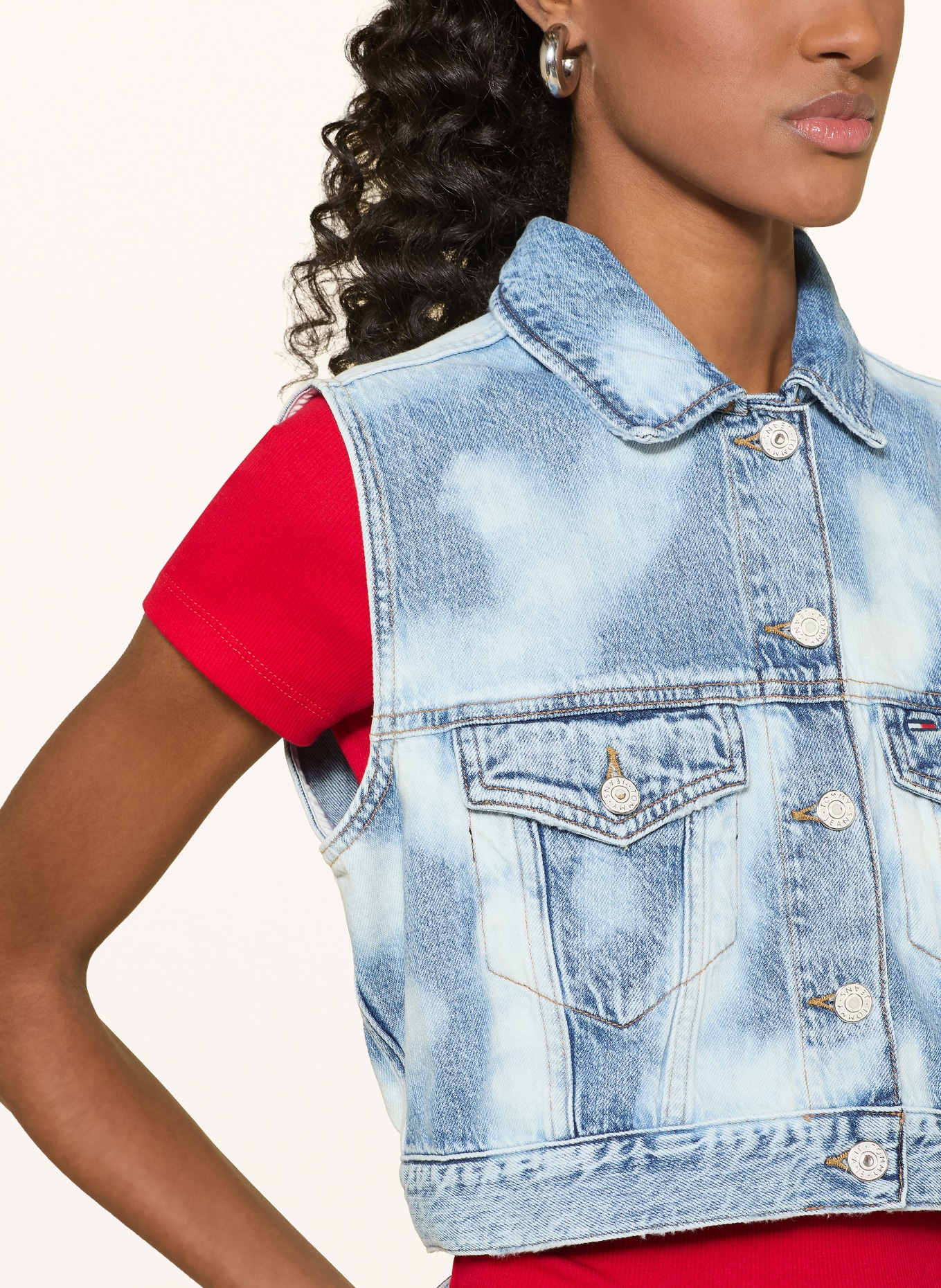 TOMMY JEANS Cropped-Jeansweste: HELLBLAU