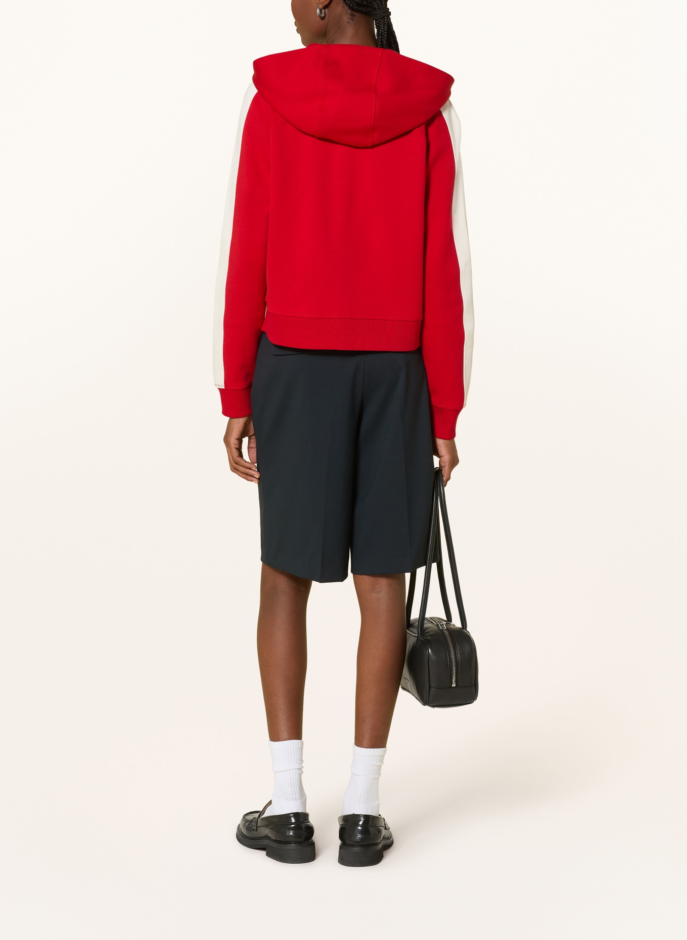 TOMMY JEANS Sweatjakke: RØD / HVID